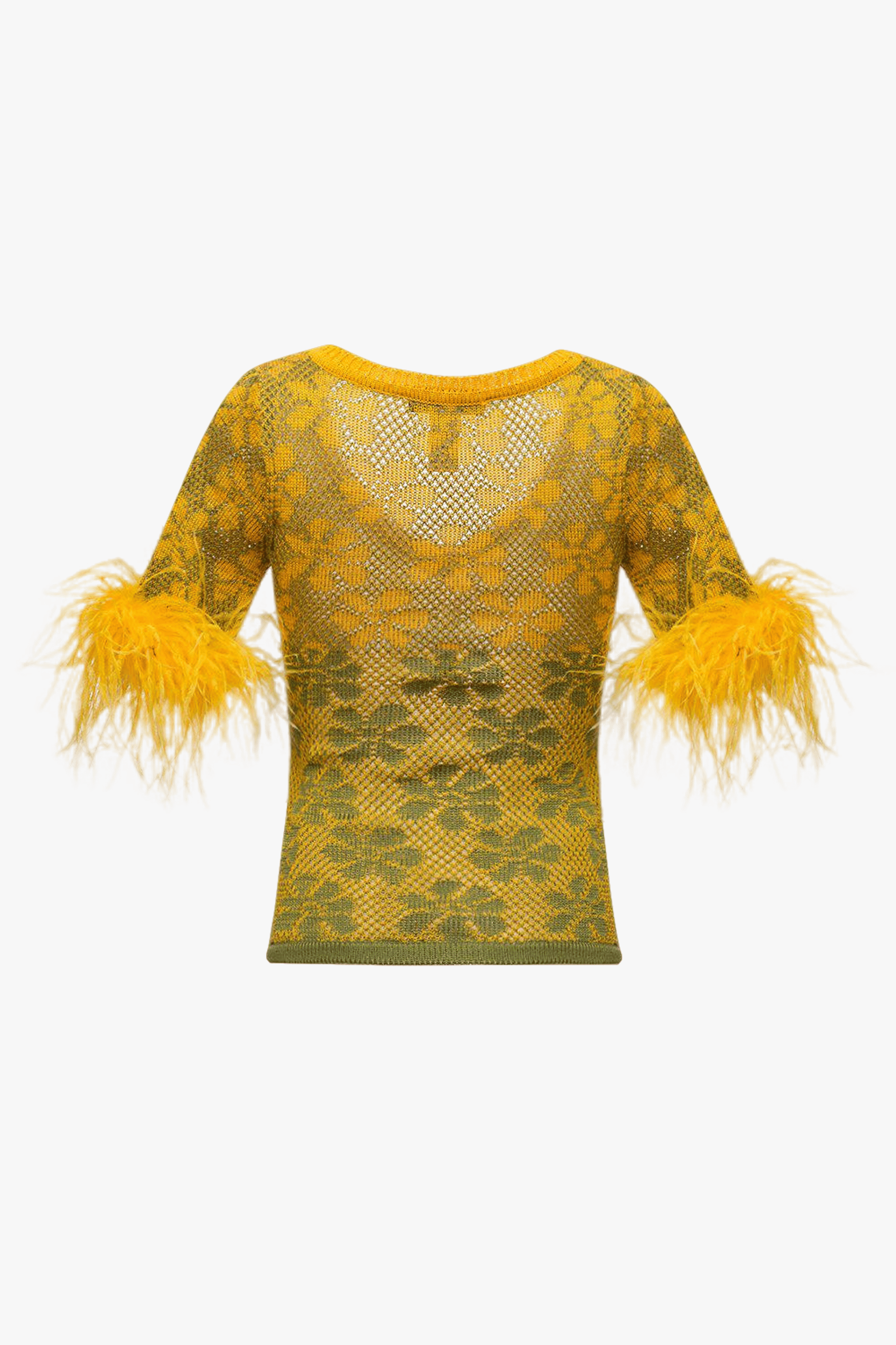 Green Flower Top With Feathers made by ANDREEVA