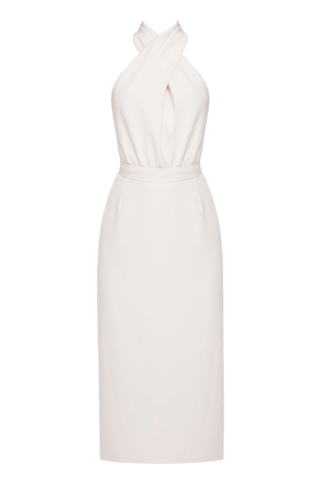 CELIA pastel cream X neck midi dress made by UNDRESS