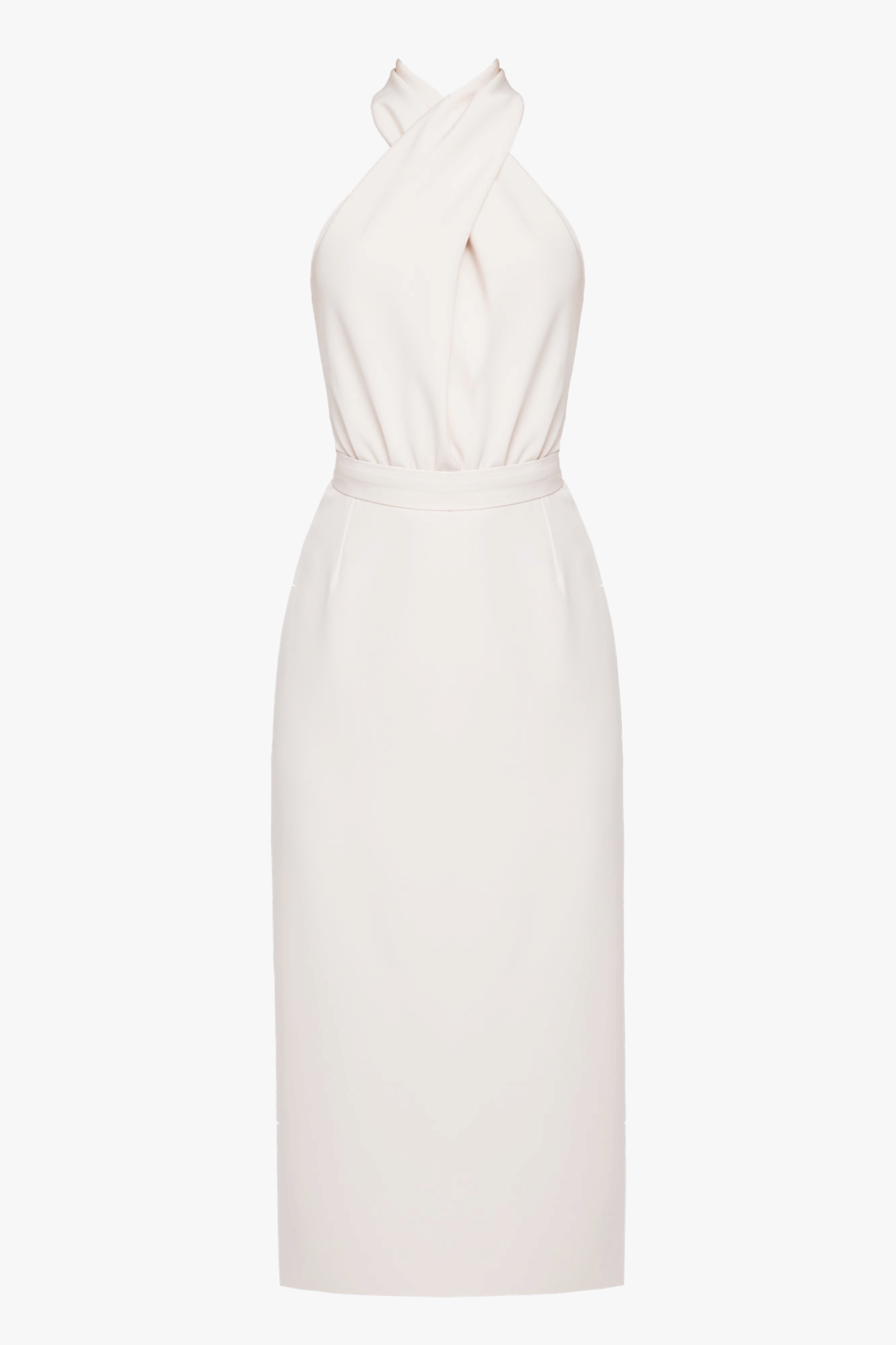 CELIA pastel cream X neck midi dress made by UNDRESS