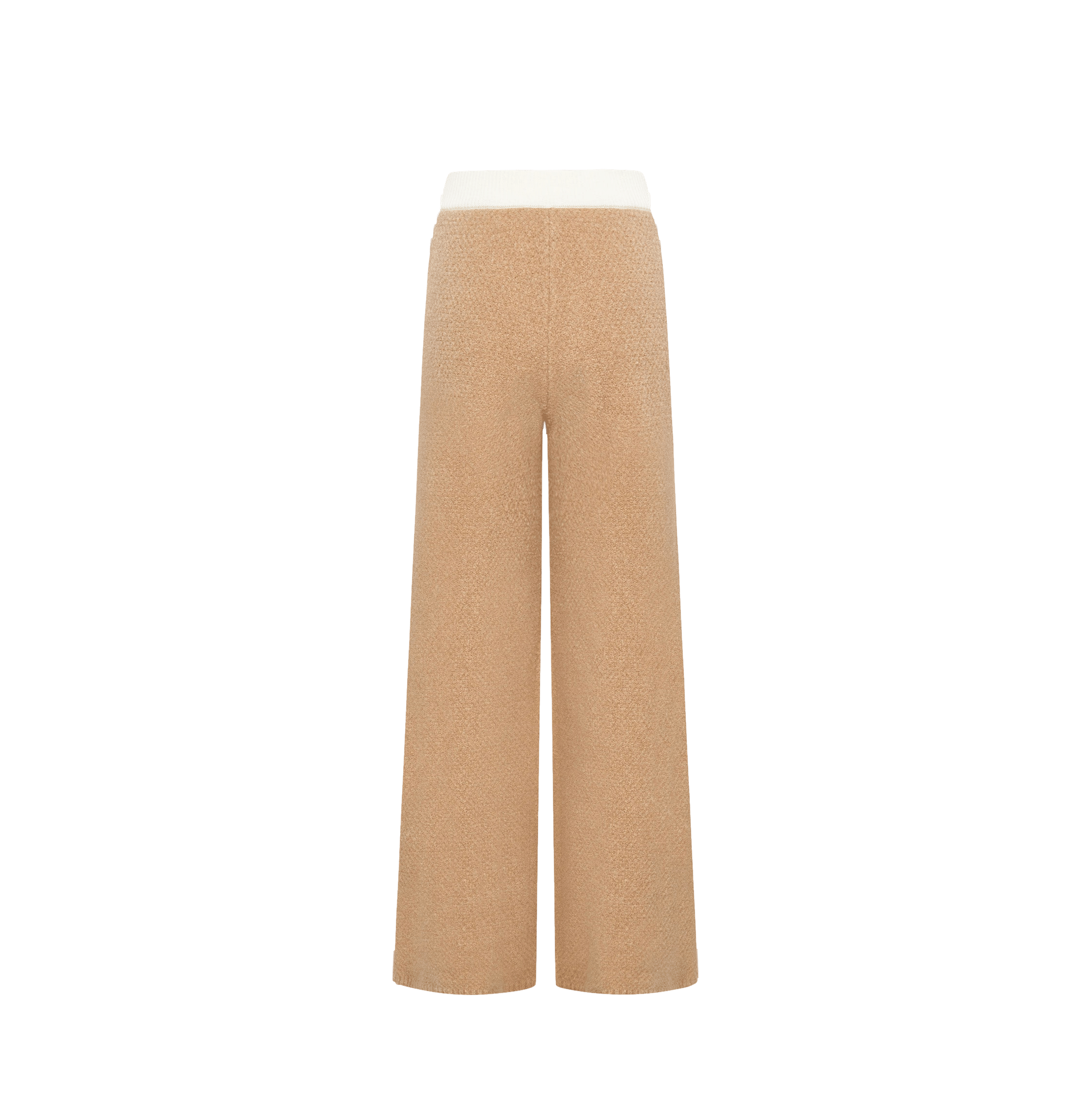 COLOR-BLOCKED TEDDY FLEECE WIDE-LEG PANTS in Brown made by CRUSH Collection