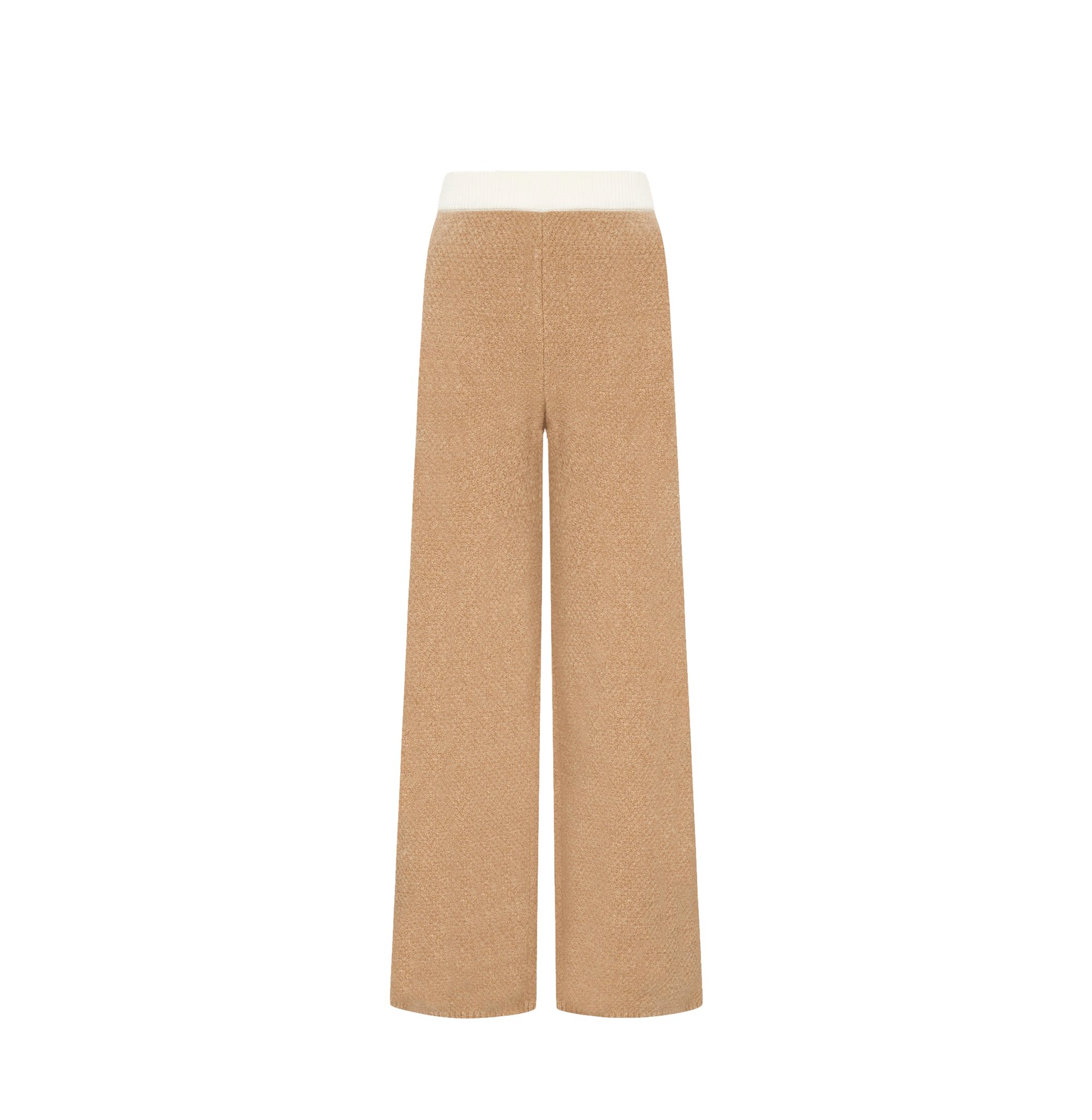 COLOR-BLOCKED TEDDY FLEECE WIDE-LEG PANTS in Brown made by CRUSH Collection
