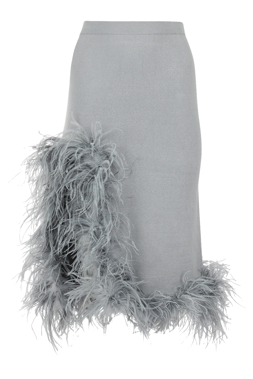 Grey Knit Skirt With Feathers made by ANDREEVA