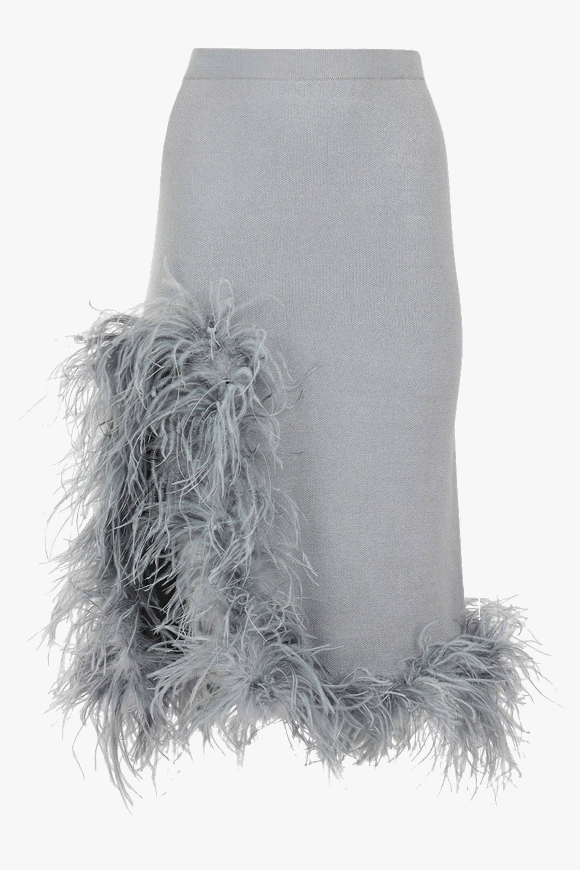 Grey Knit Skirt With Feathers made by ANDREEVA