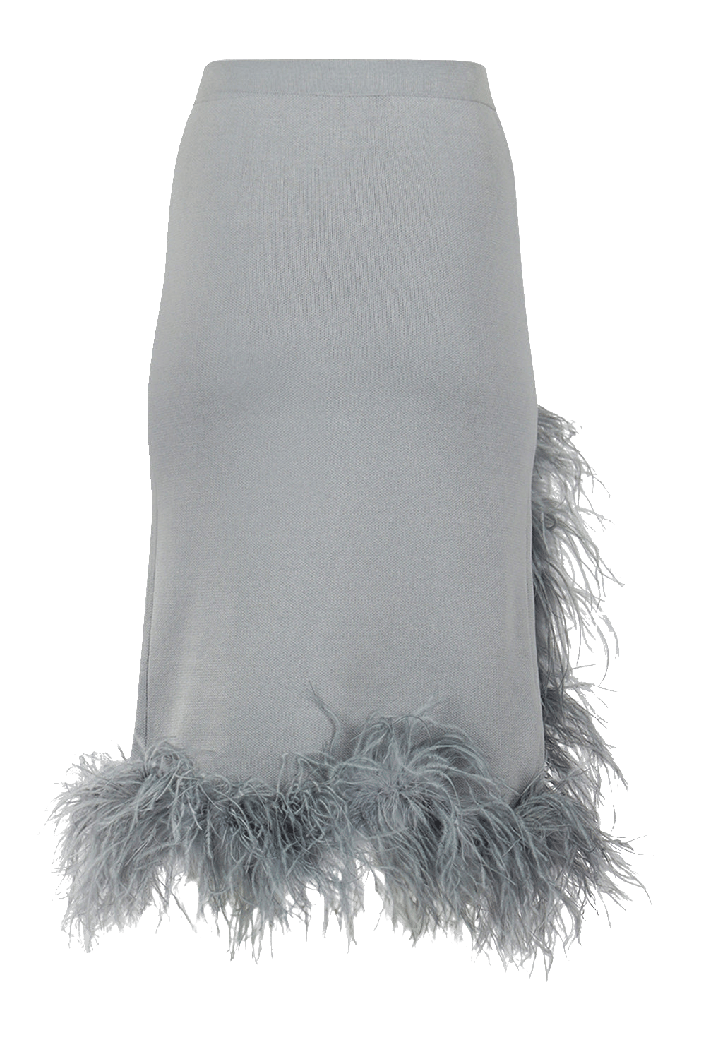 Grey Knit Skirt With Feathers made by ANDREEVA