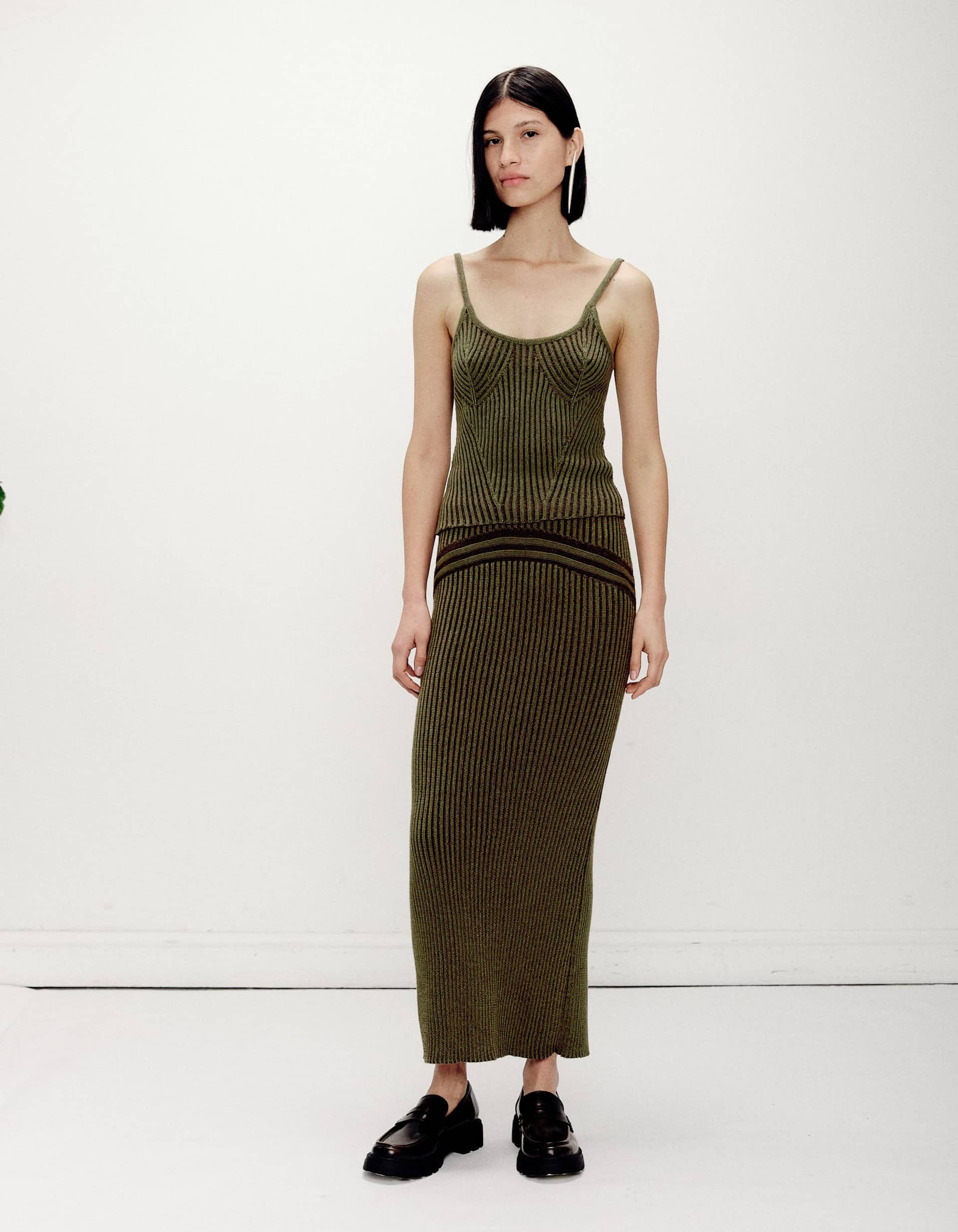 Corriente Skirt Green Brown made by Peregrina