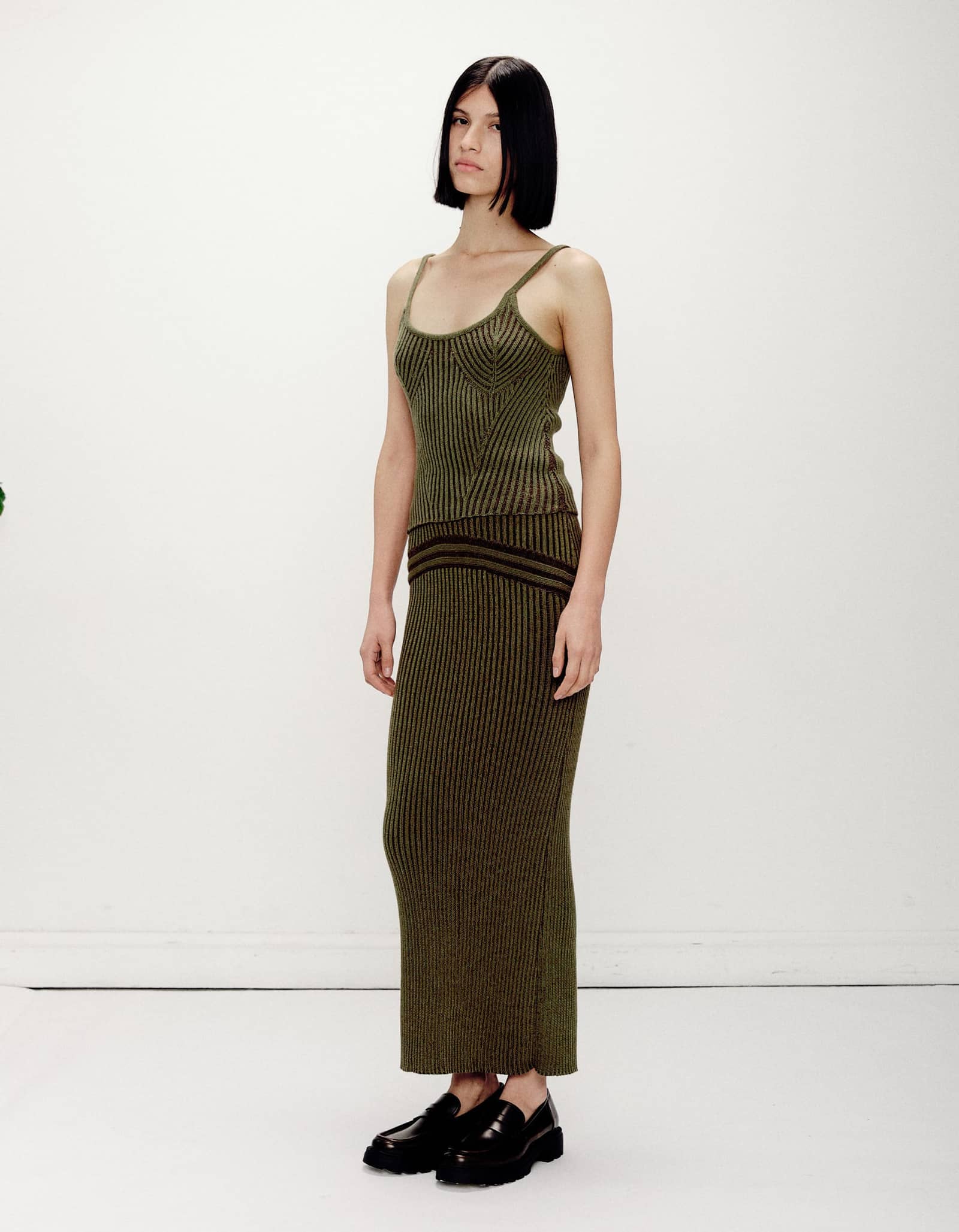 Corriente Skirt Green Brown made by Peregrina