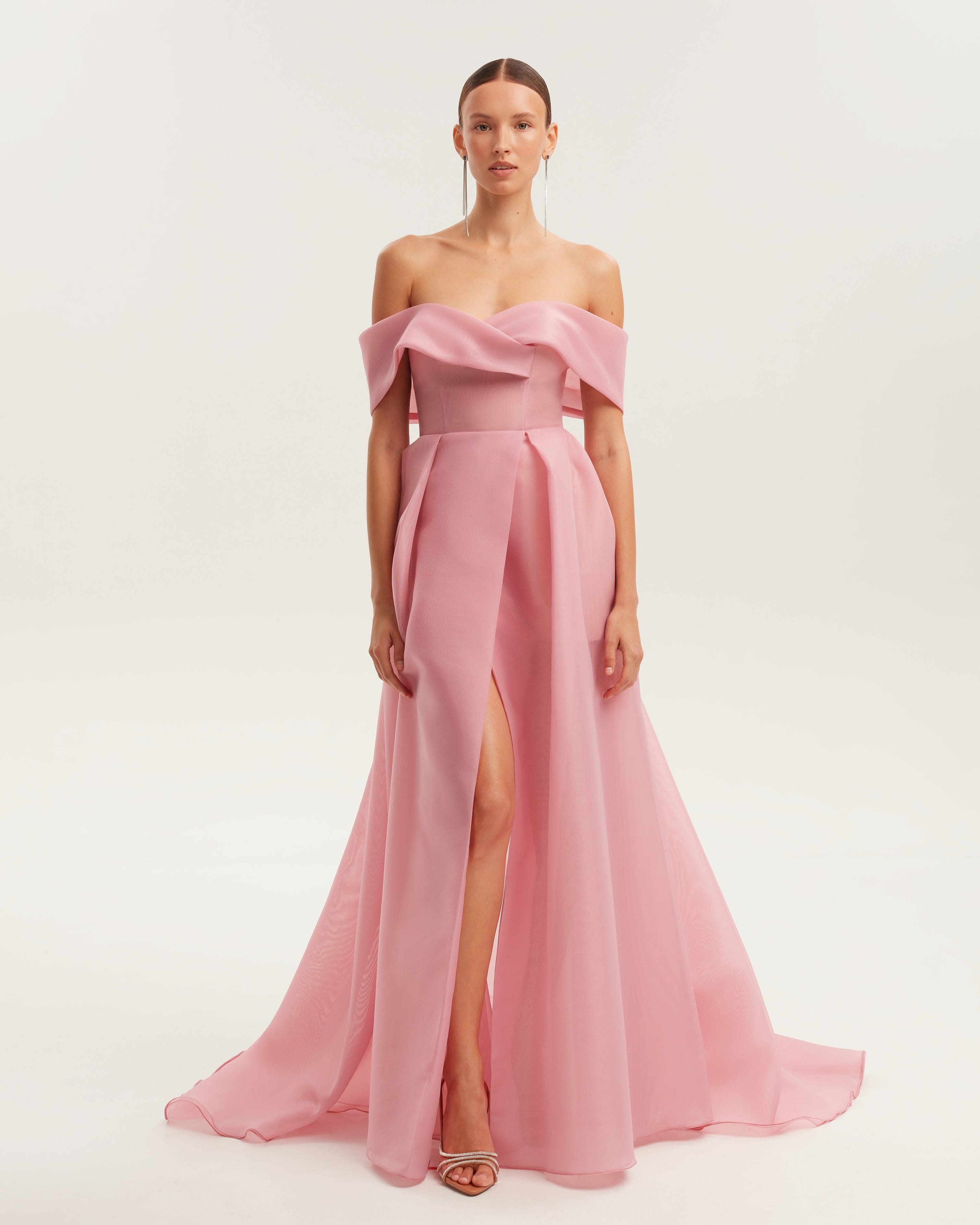 Sophisticated off-the-shoulder misty rose maxi dress, Garden of Eden made by Milla
