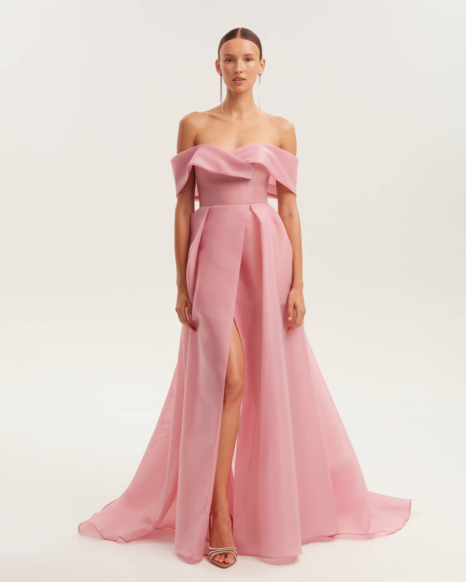 Sophisticated off-the-shoulder misty rose maxi dress, Garden of Eden made by Milla