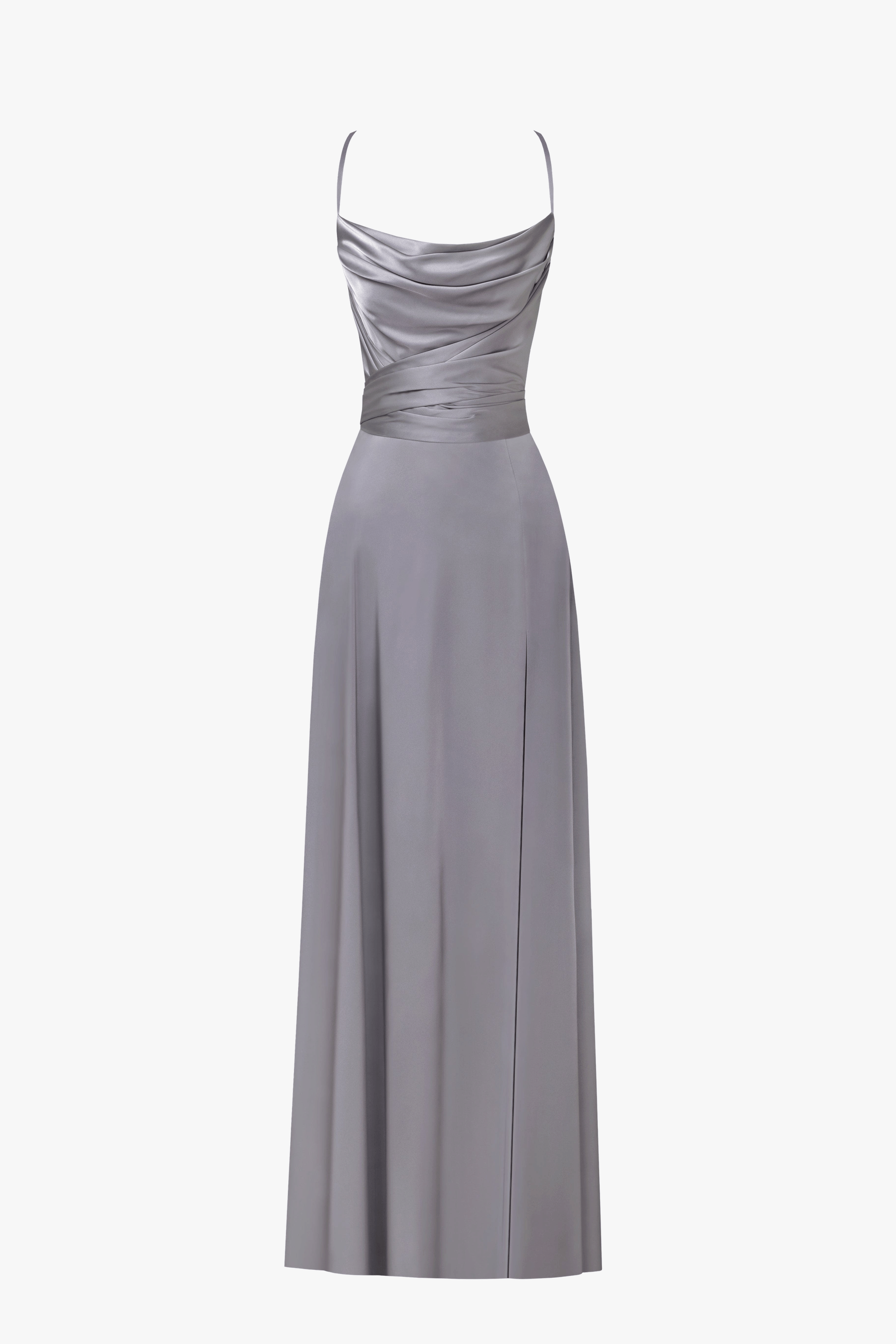 Boudoir silver silk slip dress made by Milla