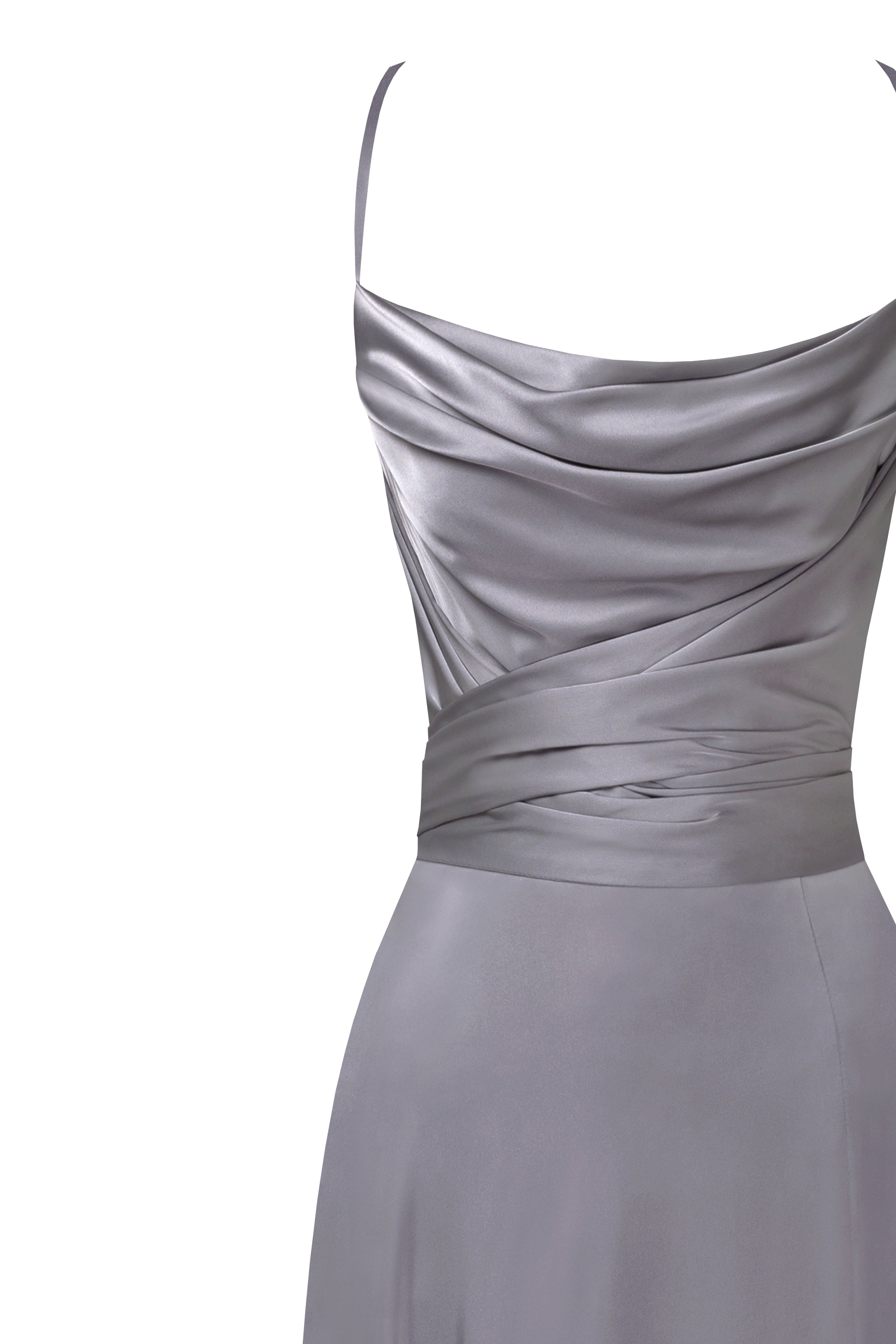 Boudoir silver silk slip dress made by Milla