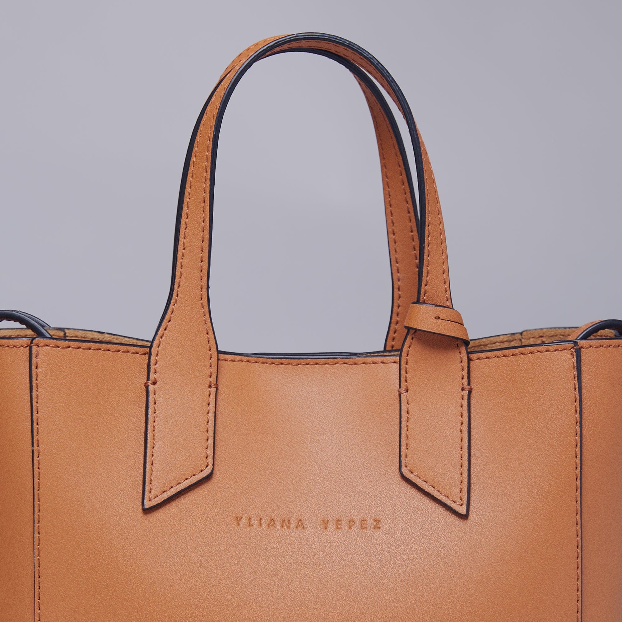 Mini Sarah camel tote made by Yliana Yepez