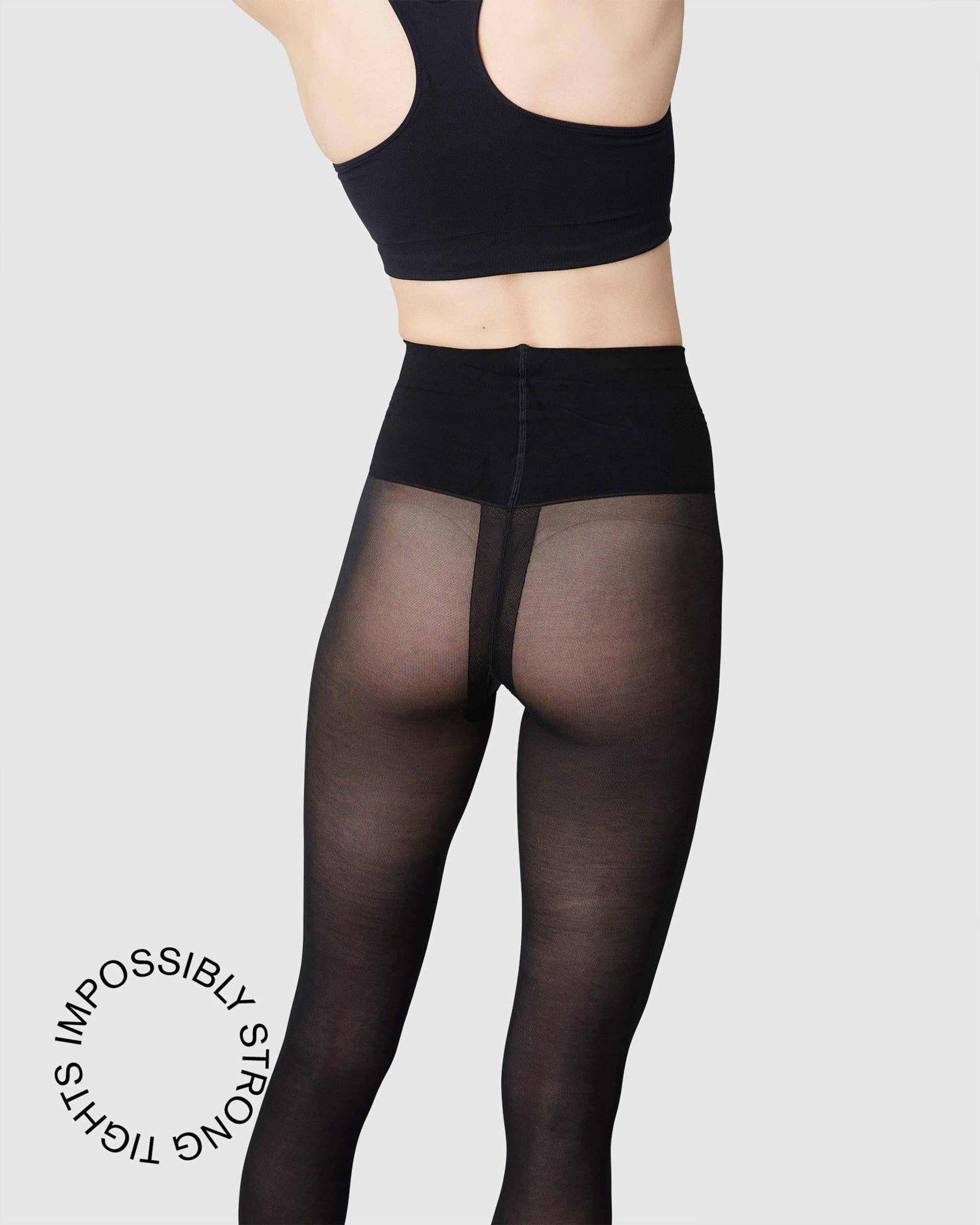 Lois Rip Resistant Tights in Black made by Swedish Stockings