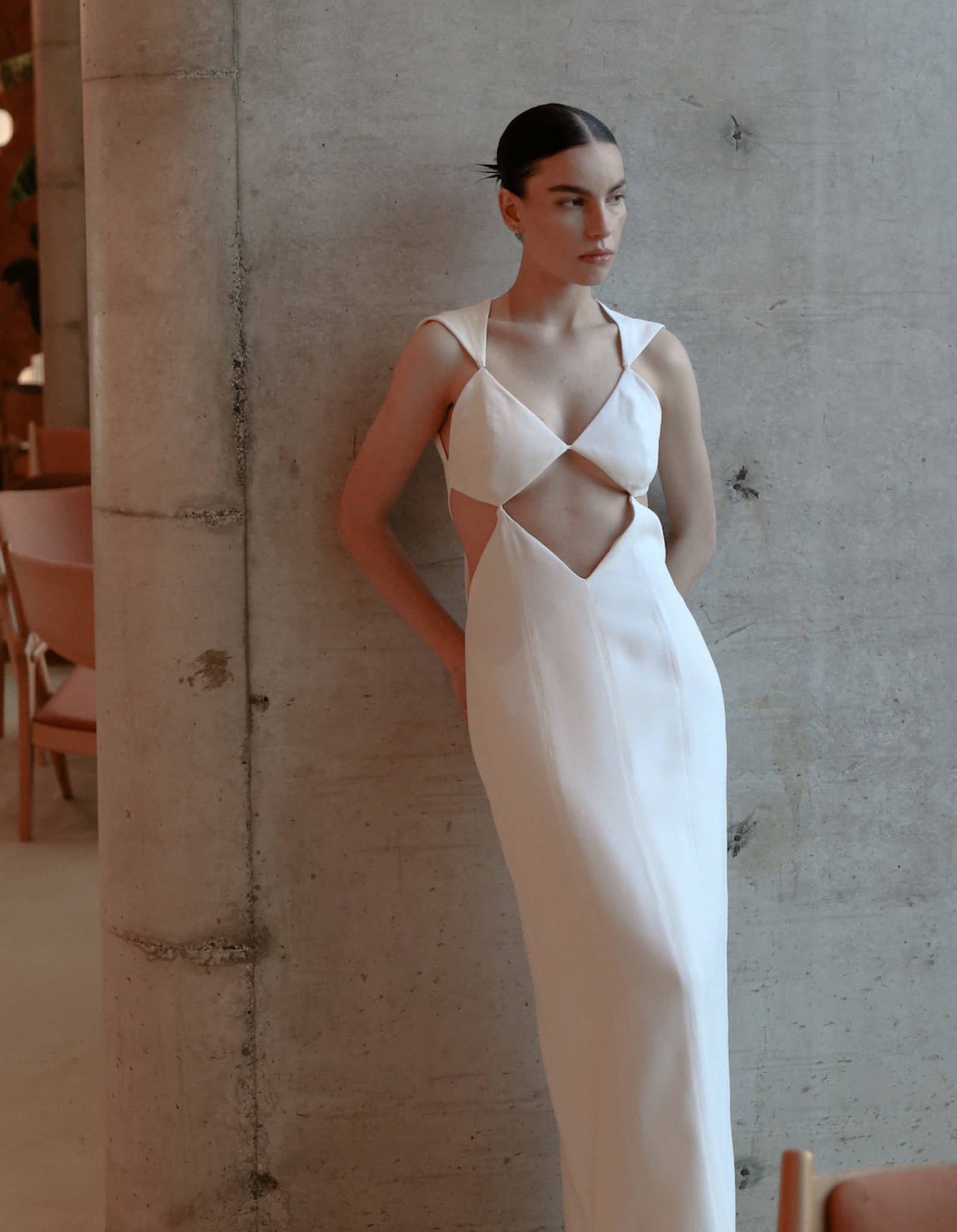 DEMETRA Long White Dress in White made by MAET