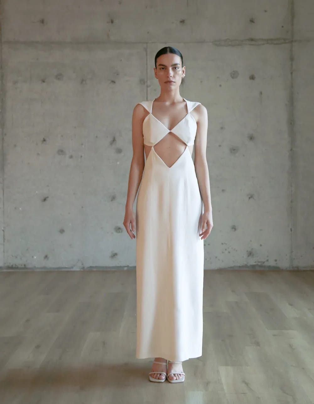 DEMETRA Long White Dress in White made by MAET