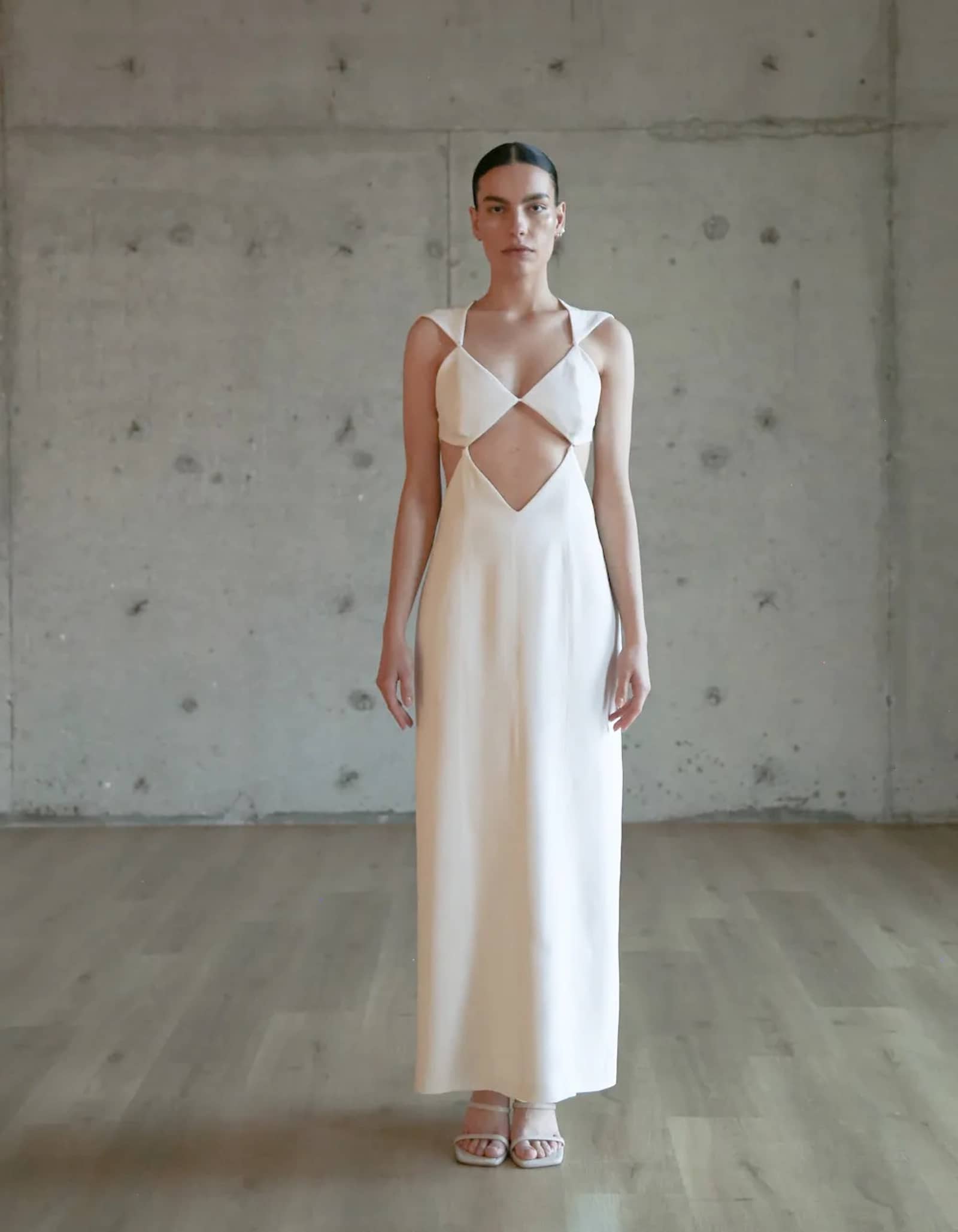 DEMETRA Long White Dress in White made by MAET