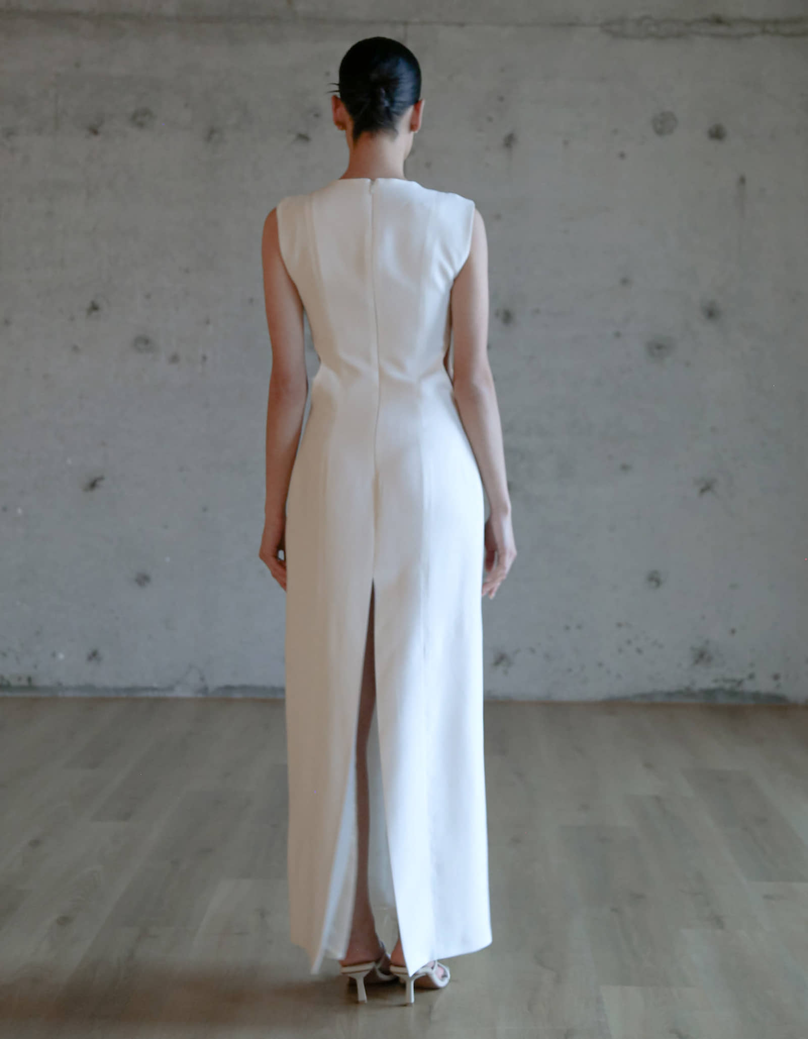 DEMETRA Long White Dress in White made by MAET