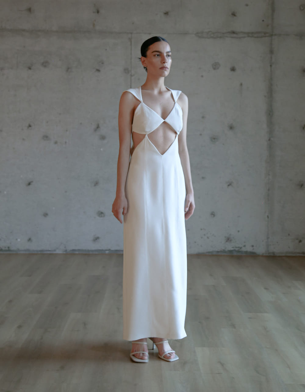 DEMETRA Long White Dress in White made by MAET