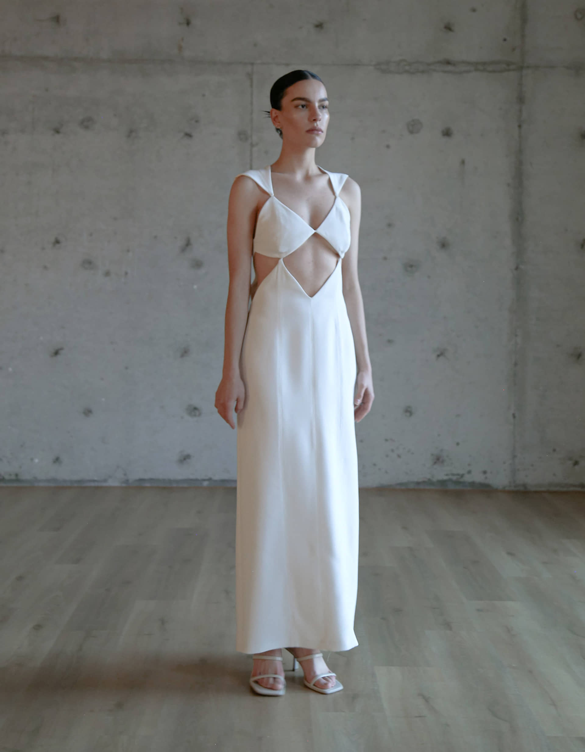 DEMETRA Long White Dress in White made by MAET