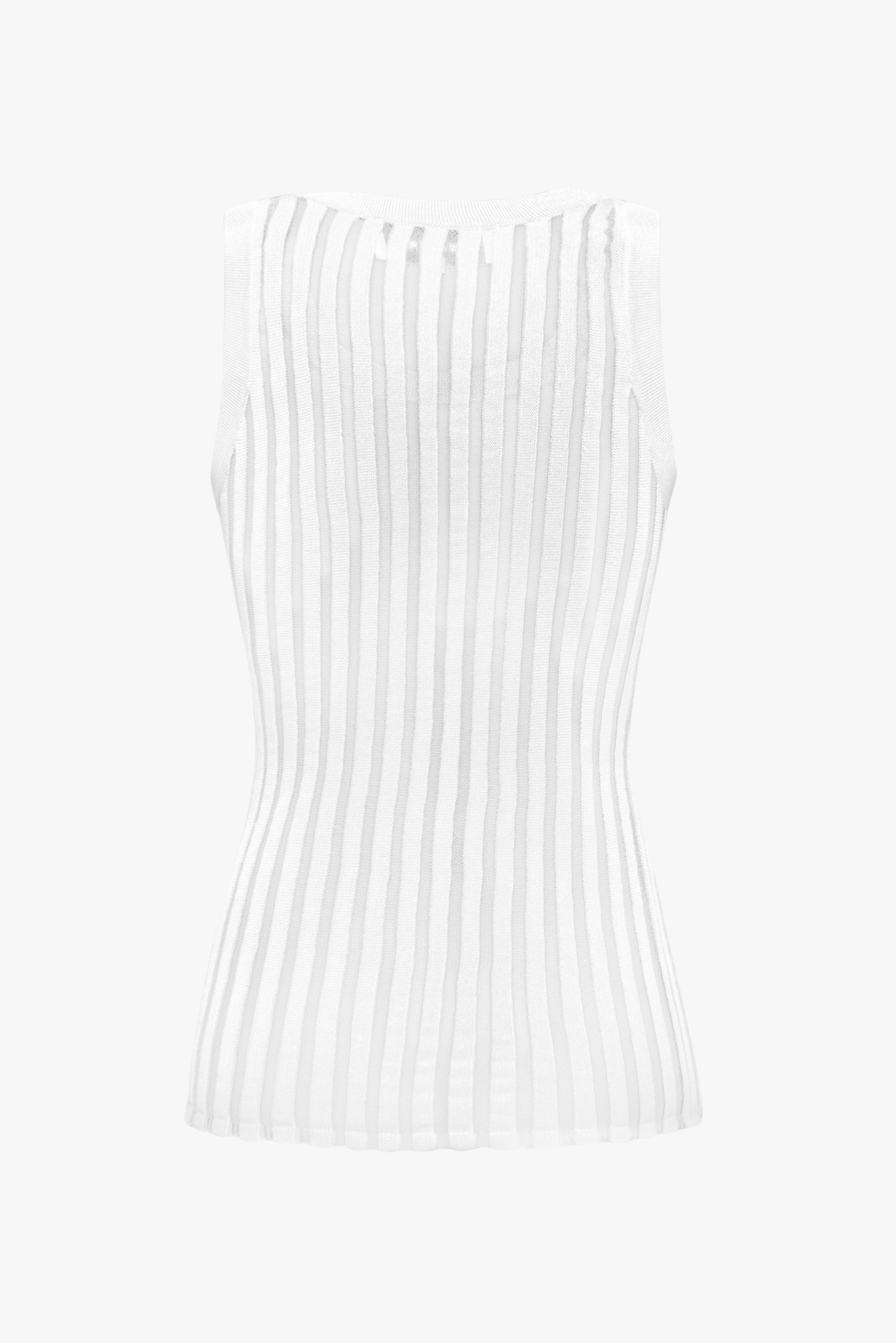 TULLE-PANELED KNIT TOP in White made by KEBURIA