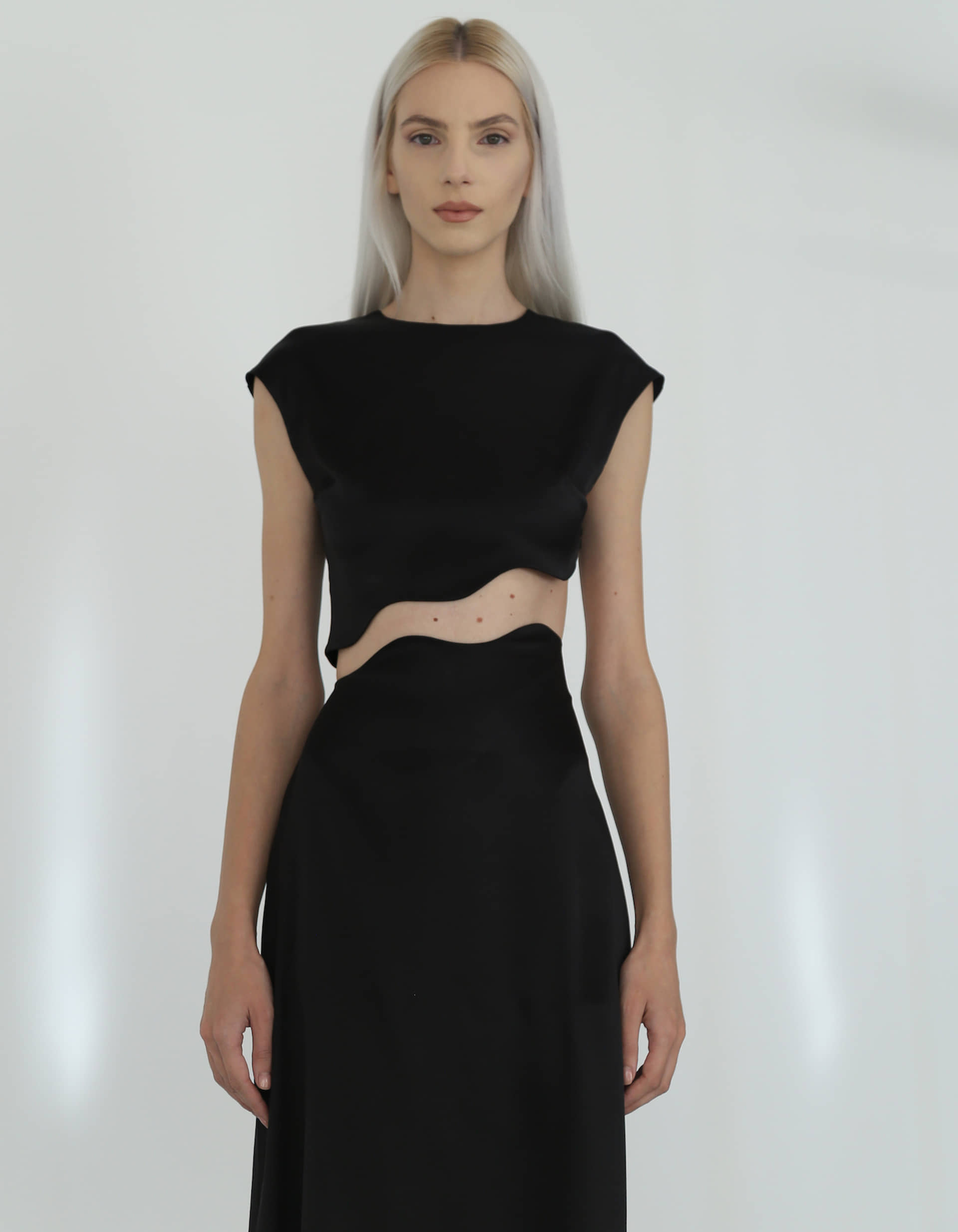 RHEA Silk Skirt in Black made by MAET