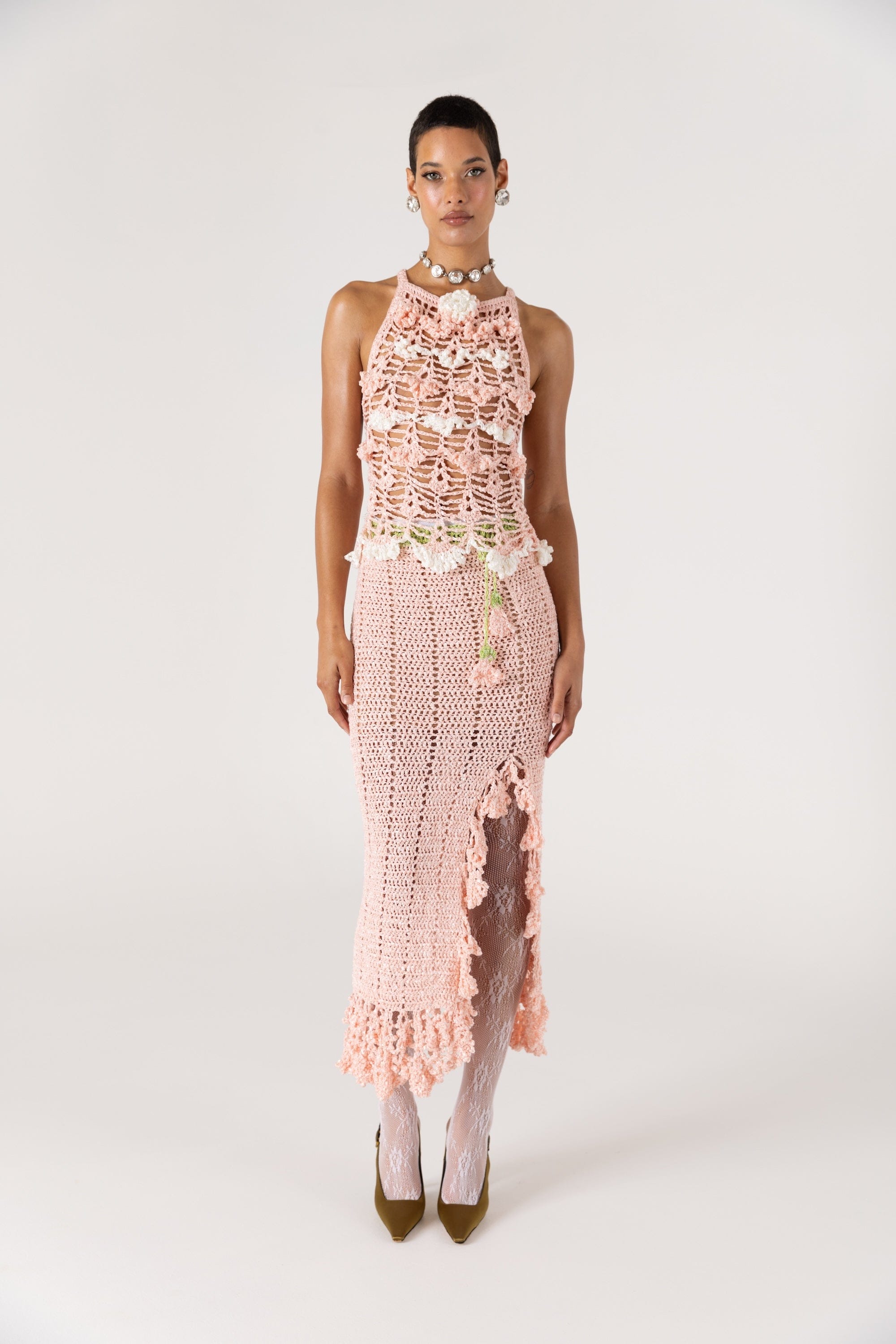 Pink Chrysanthemum Handmade Crochet Top made by ANDREEVA