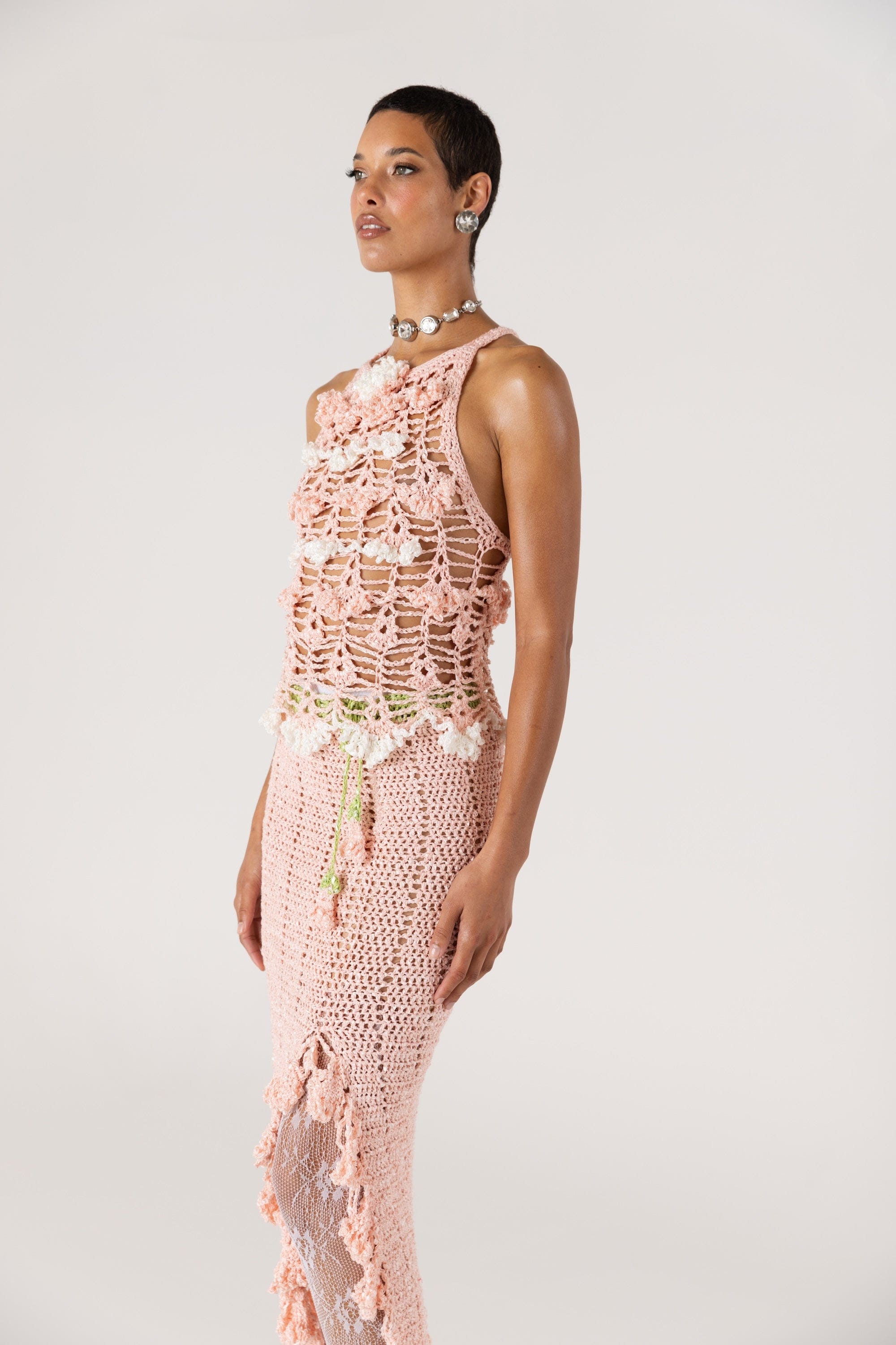 Pink Chrysanthemum Handmade Crochet Top made by ANDREEVA