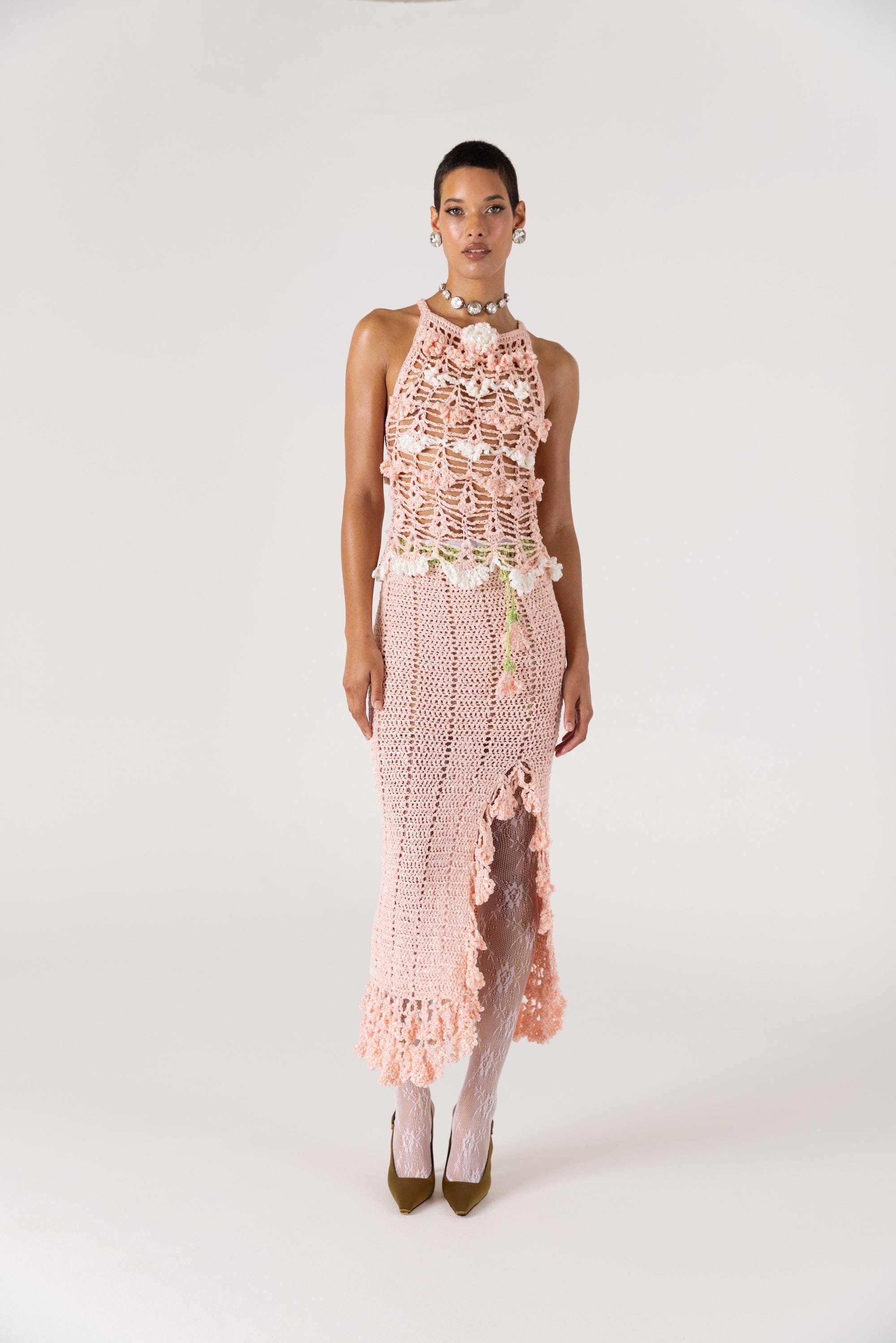 Pink Chrysanthemum Handmade Crochet Top made by ANDREEVA