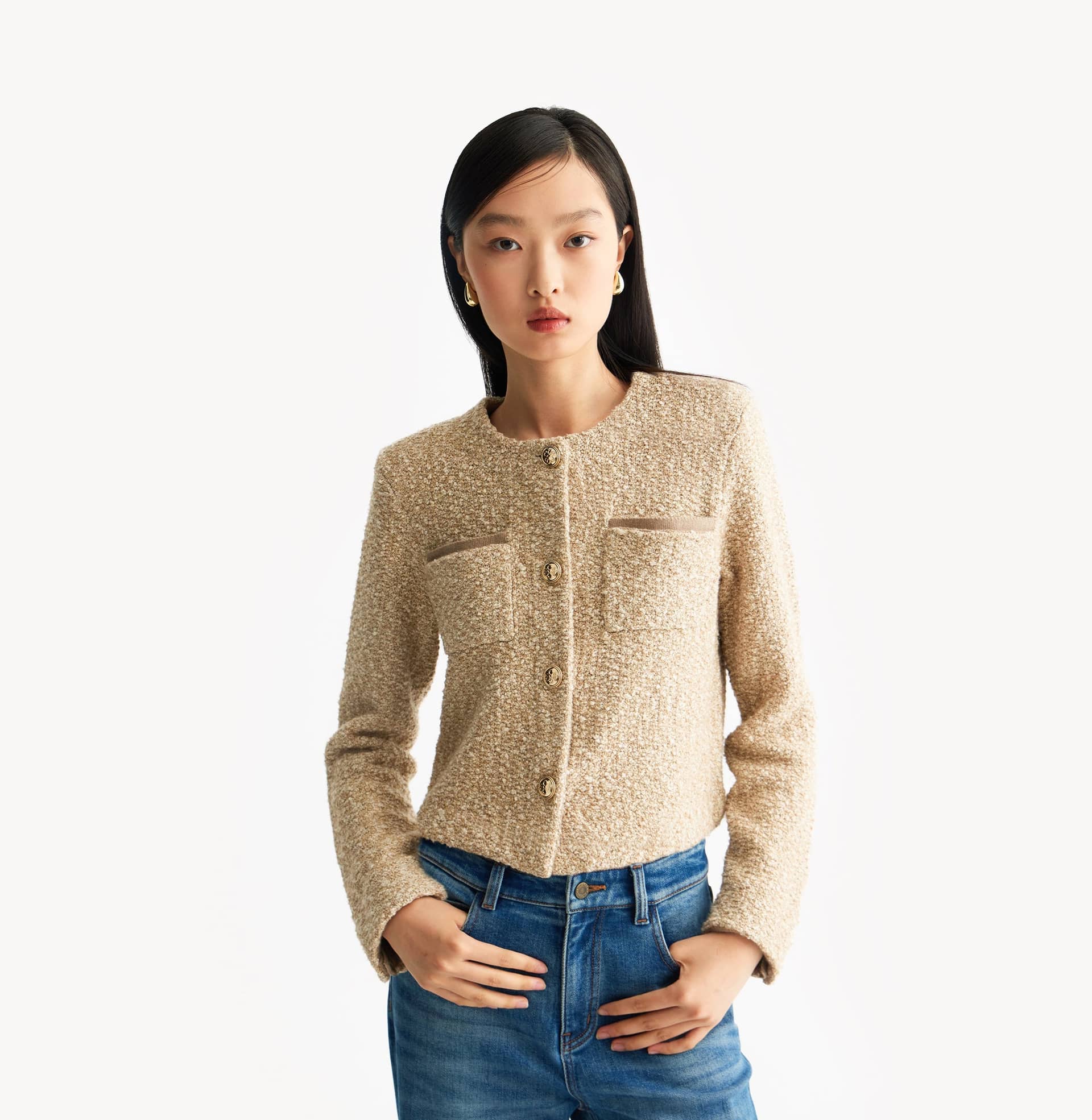 BOUCLÉ JACKET WITH POCKETS made by CRUSH Collection