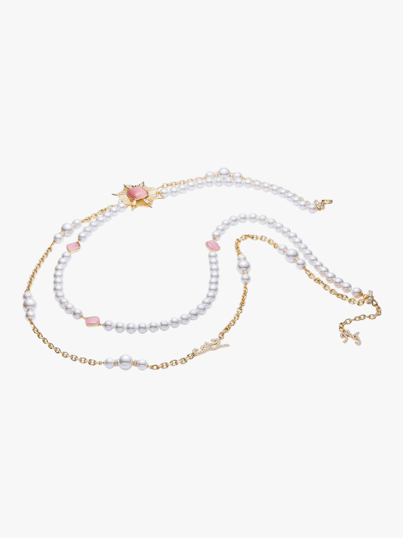 Anika Pearl Necklace (Pink) in White made by Nana Jacqueline