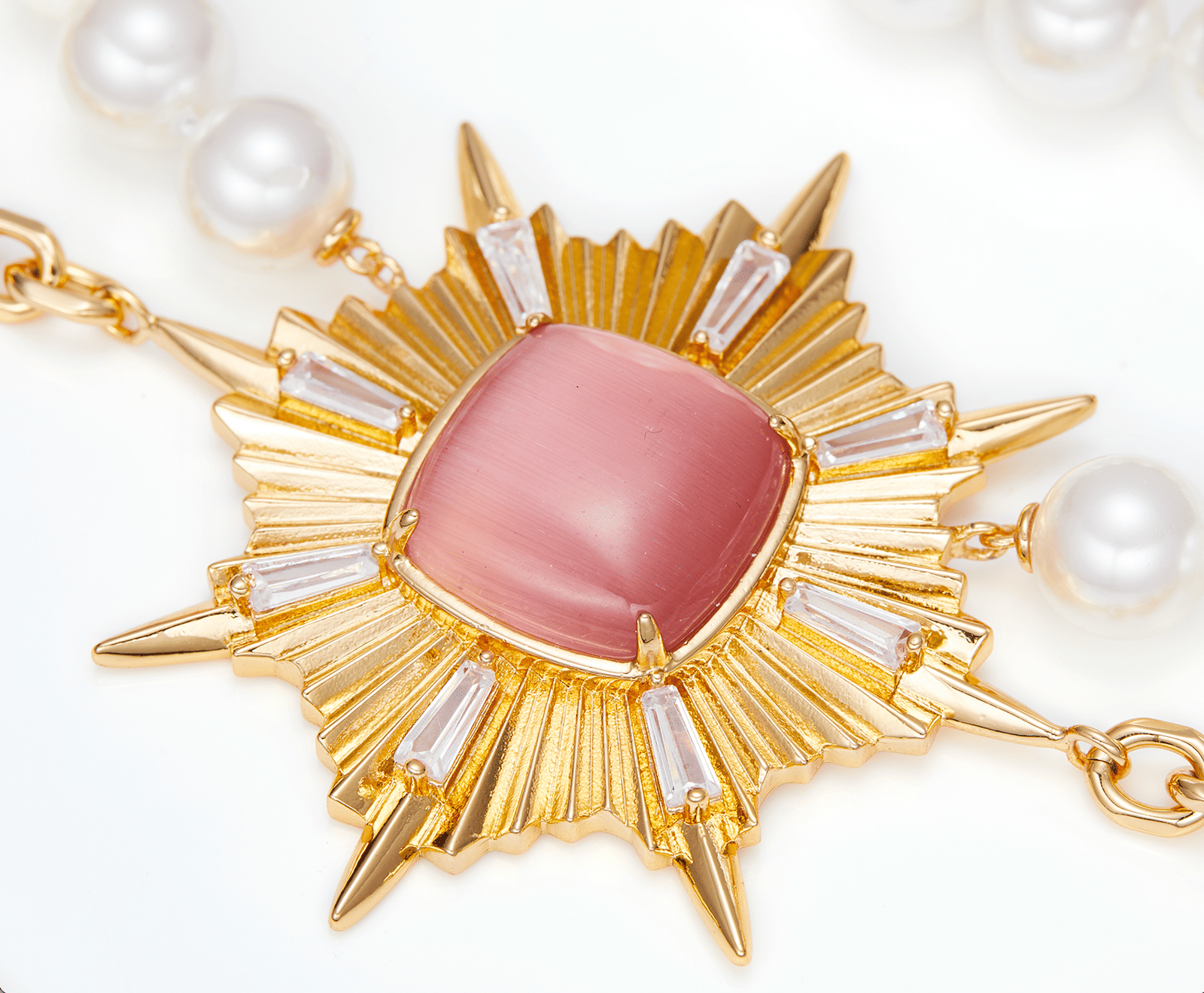 Anika Pearl Necklace (Pink) in White made by Nana Jacqueline