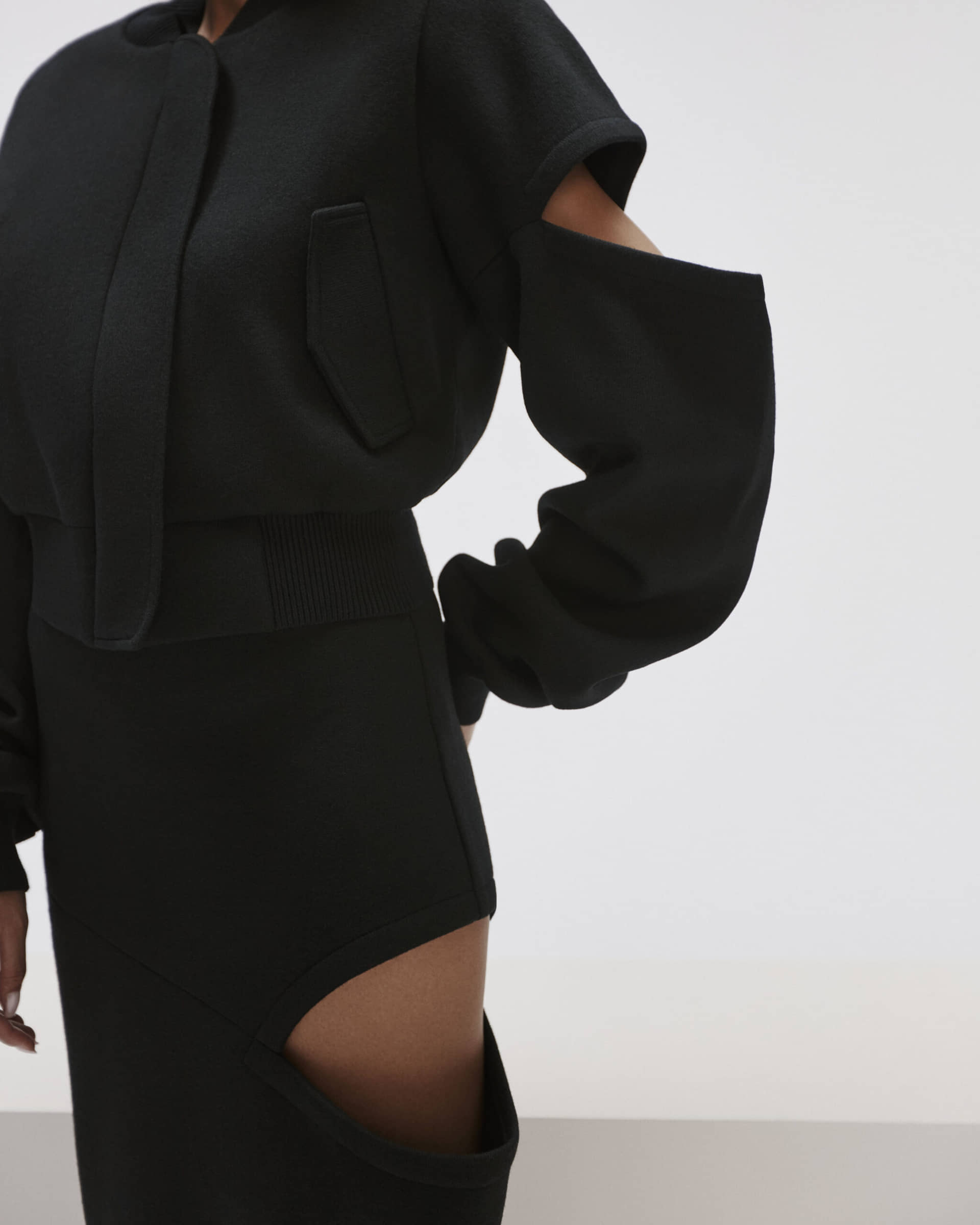 Bomber Jacket With A Cutout In Black made by YAVORSKA