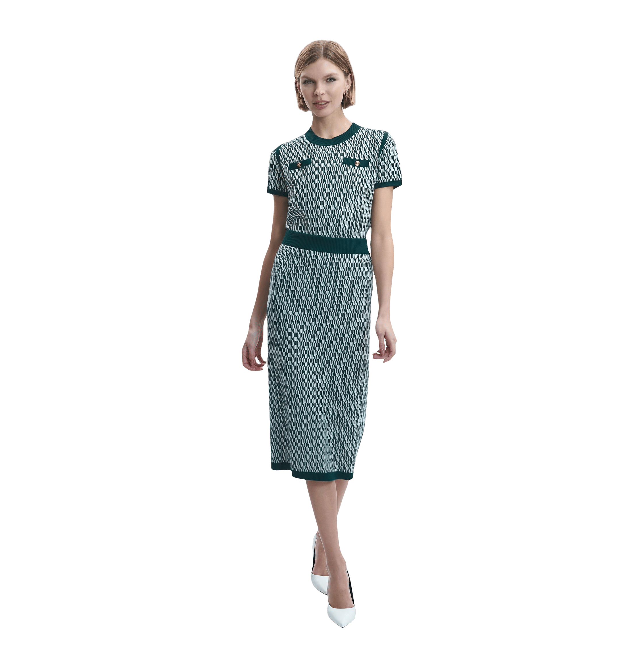 COTTON AND CASHMERE TWO-TONE SKIRT in Green made by CRUSH Collection