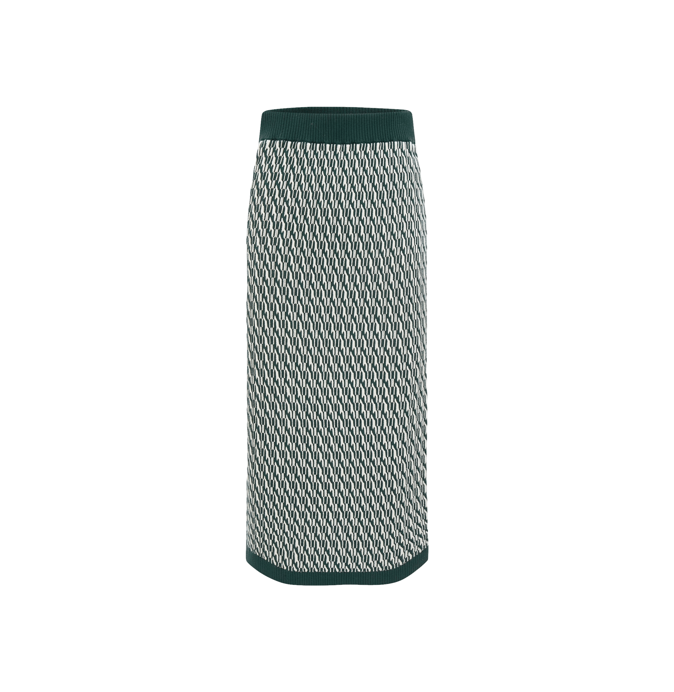 COTTON AND CASHMERE TWO-TONE SKIRT in Green made by CRUSH Collection