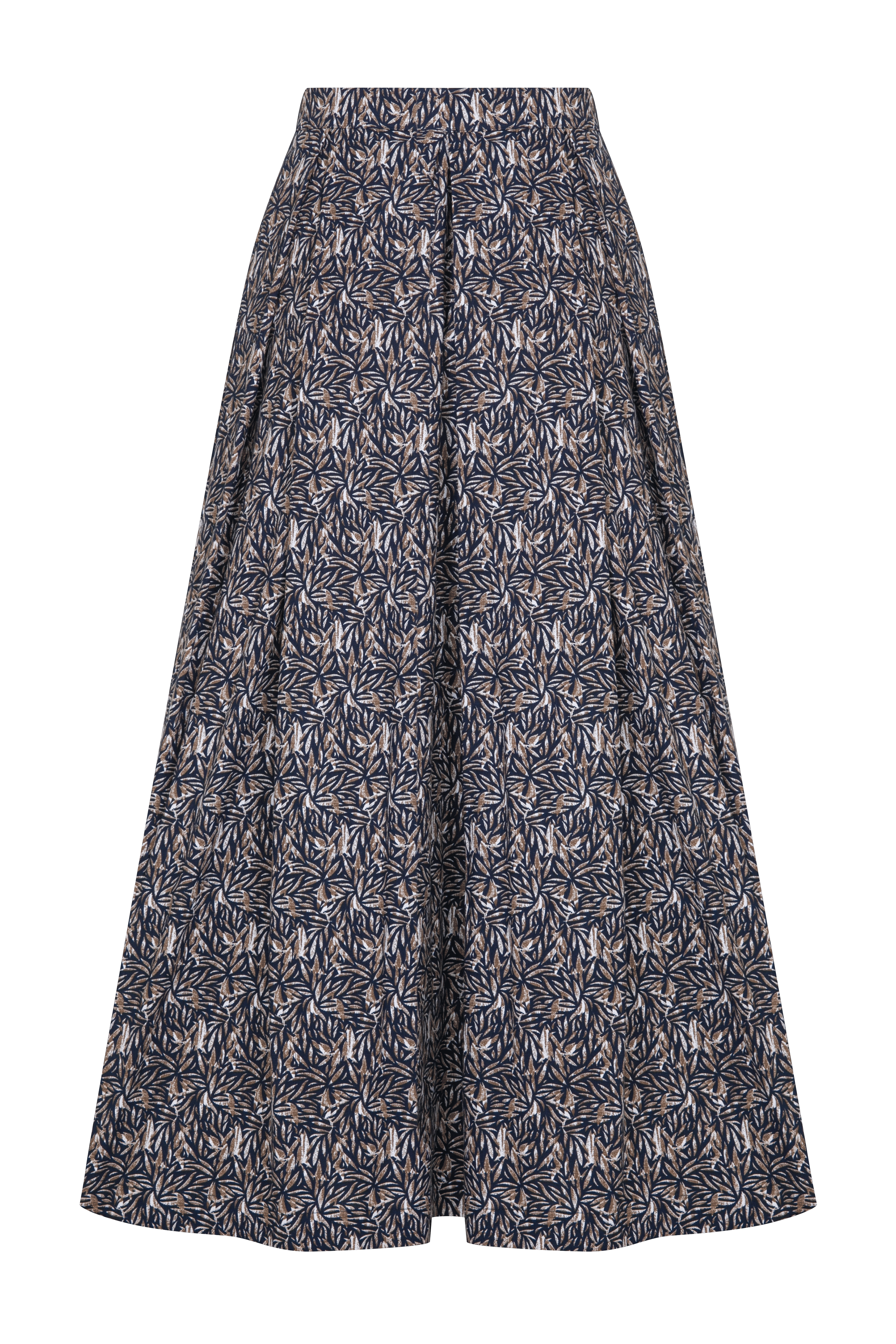 June Printed Cotton Midi Skirt in Brown made by Nazli Ceren