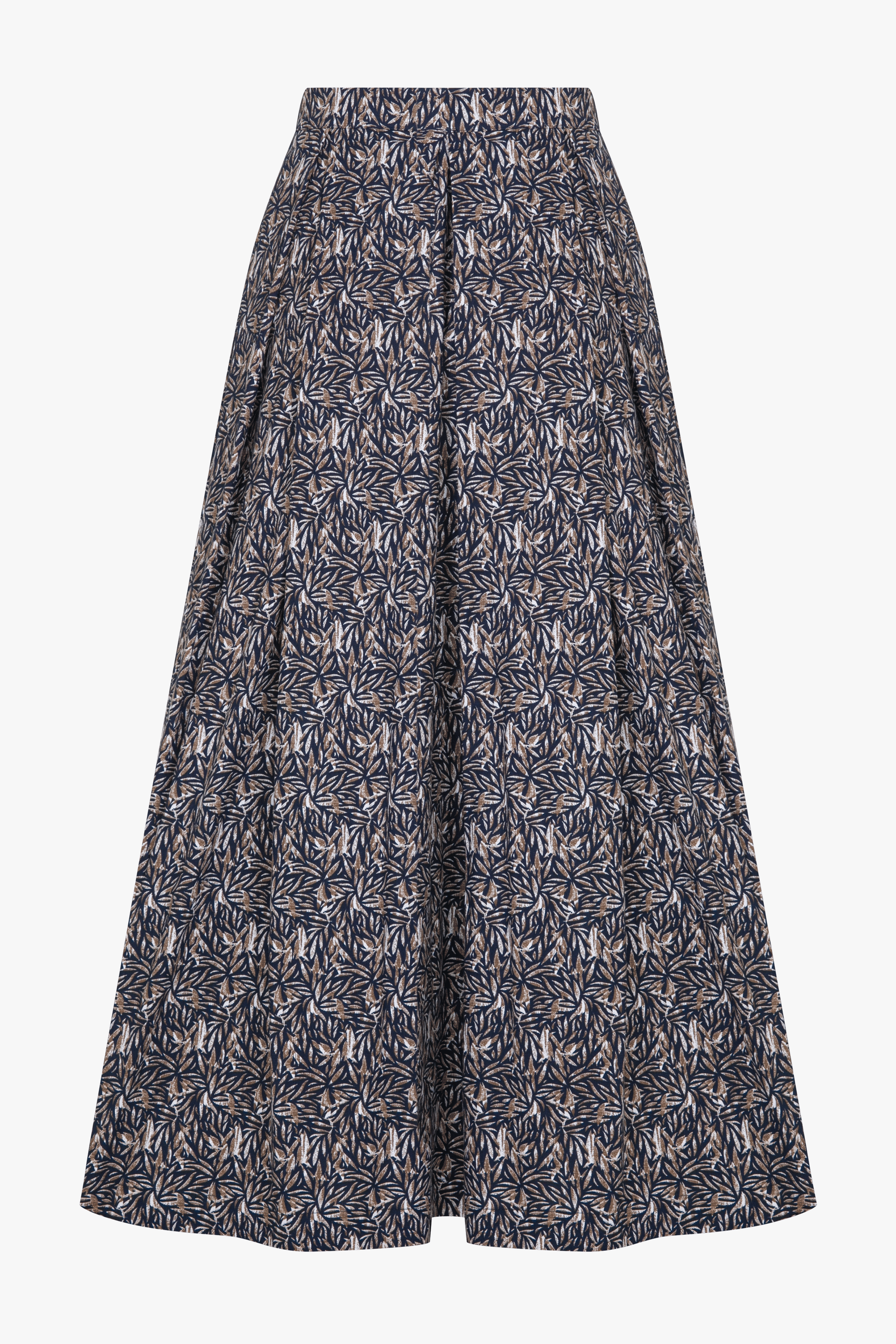 June Printed Cotton Midi Skirt in Brown made by Nazli Ceren