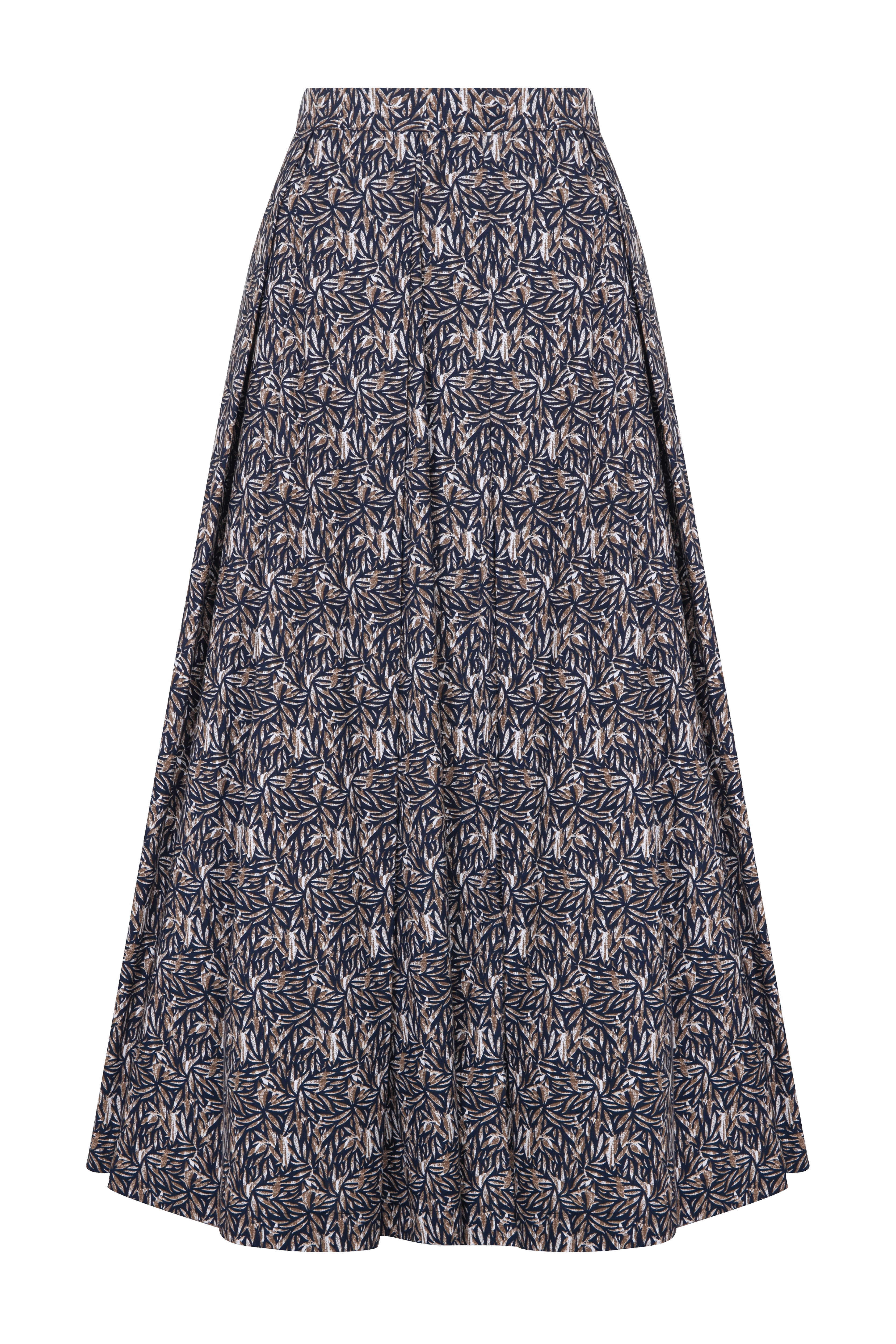 June Printed Cotton Midi Skirt in Brown made by Nazli Ceren