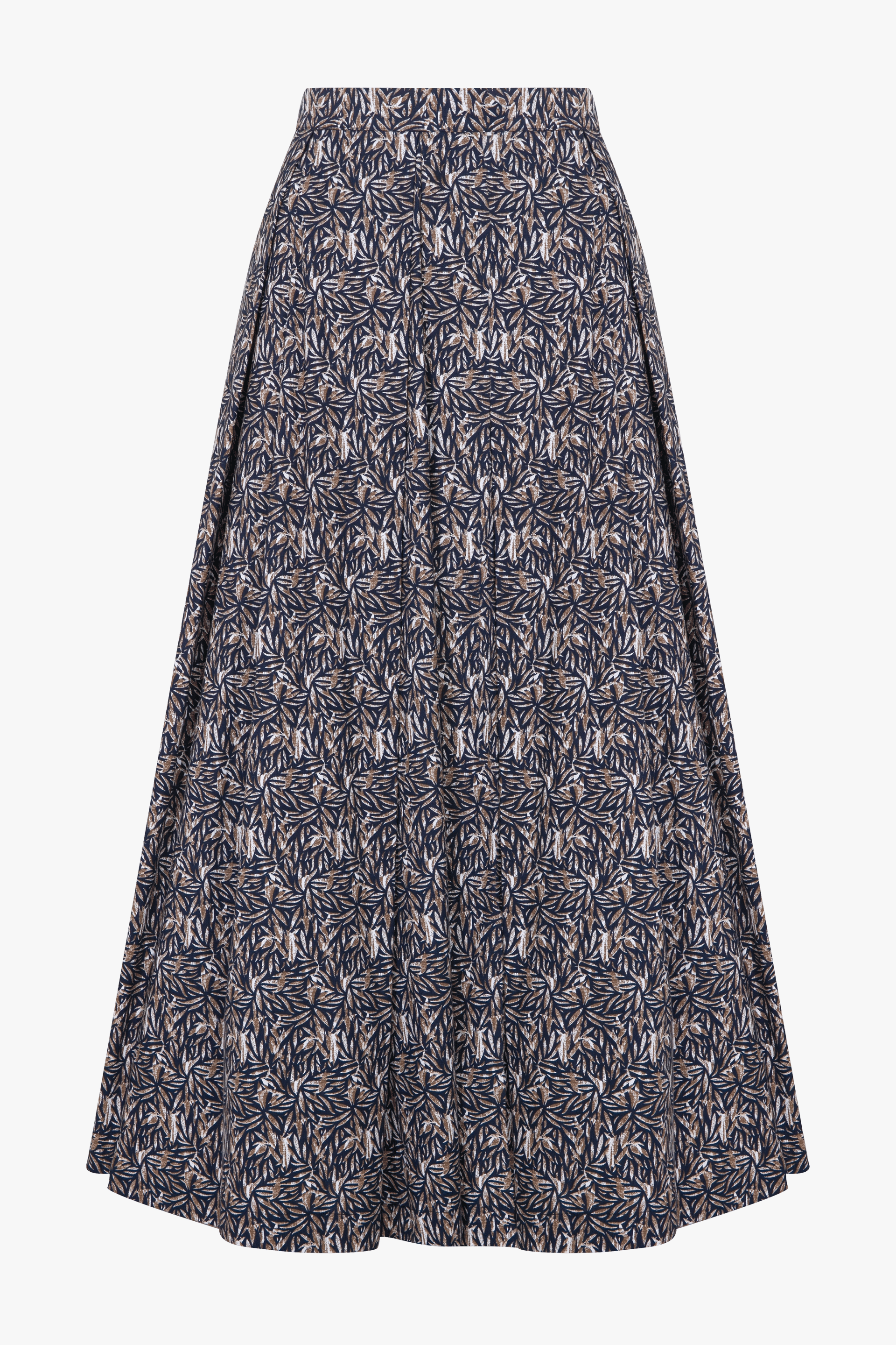 June Printed Cotton Midi Skirt in Brown made by Nazli Ceren