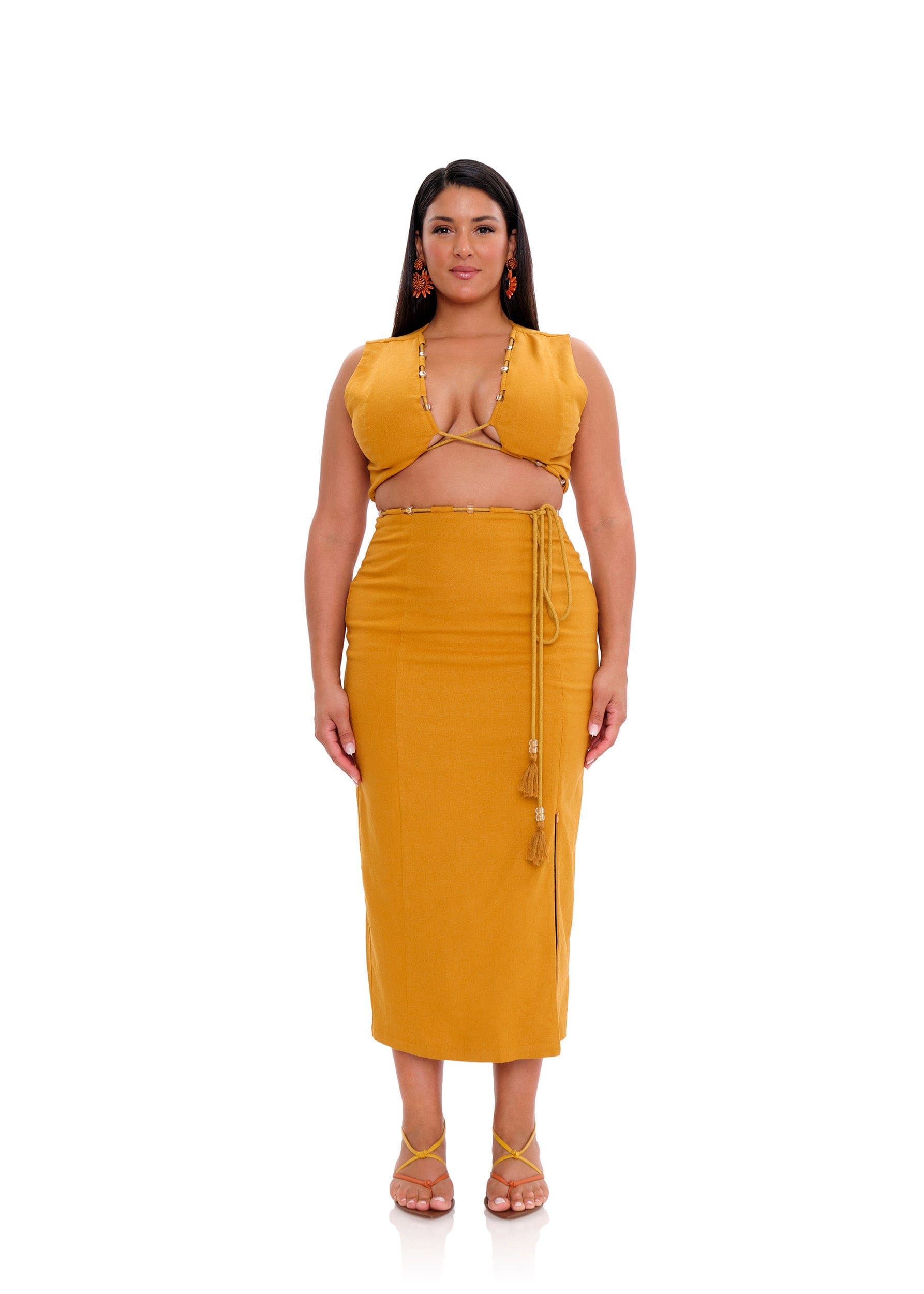 VELA MIDI DRESS - MUSTARD made by Andrea Iyamah