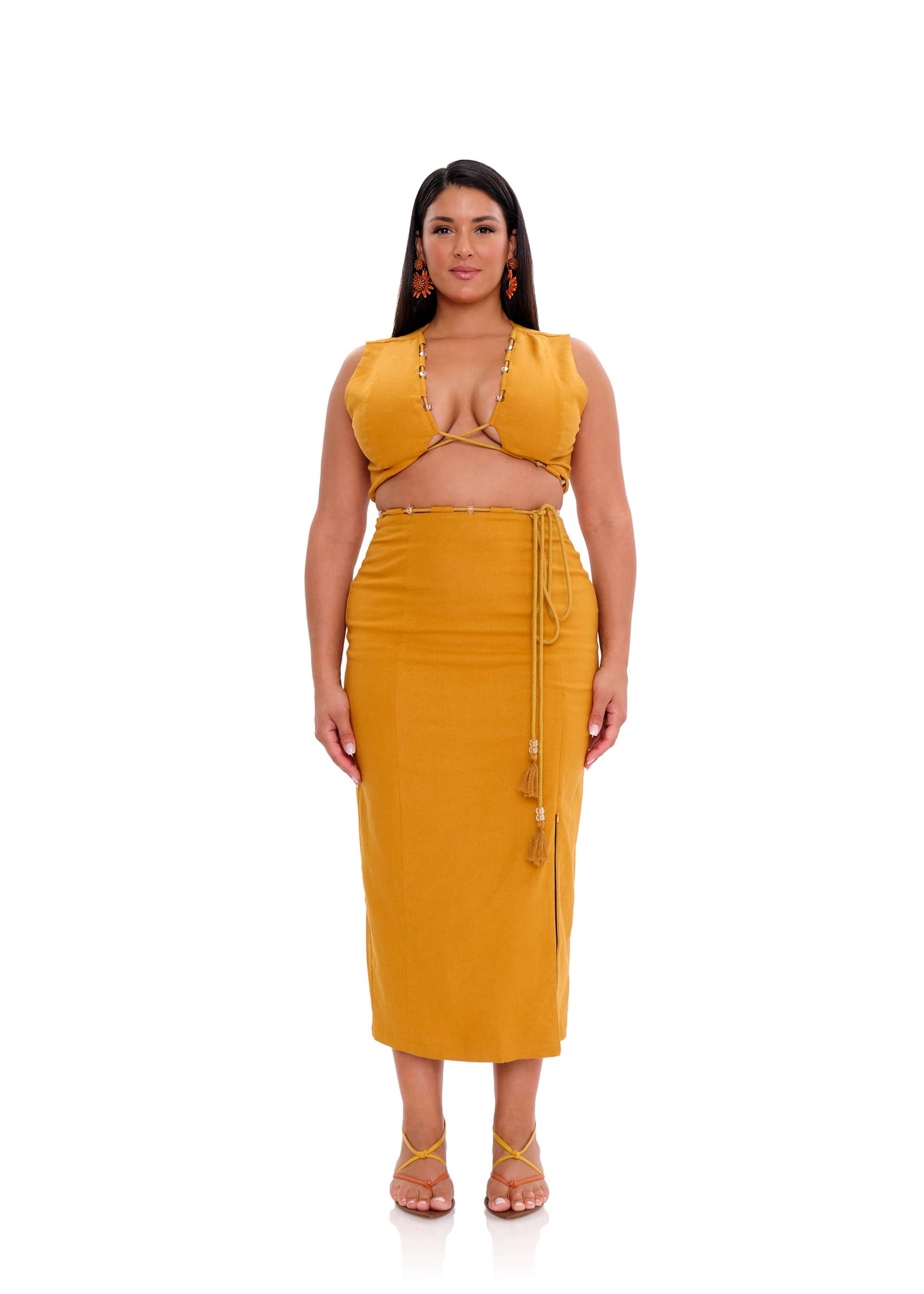 VELA MIDI DRESS - MUSTARD made by Andrea Iyamah