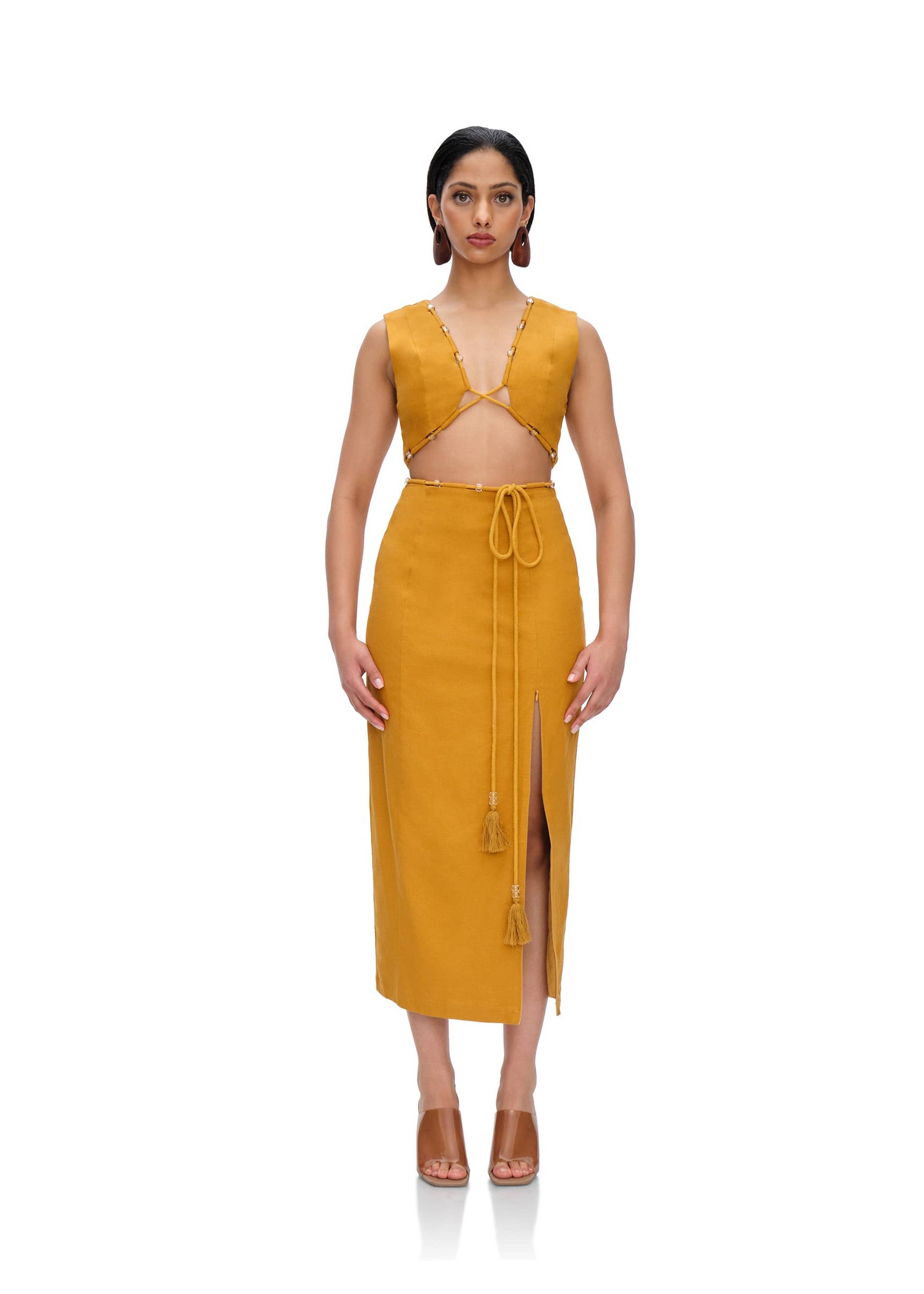 VELA MIDI DRESS - MUSTARD made by Andrea Iyamah
