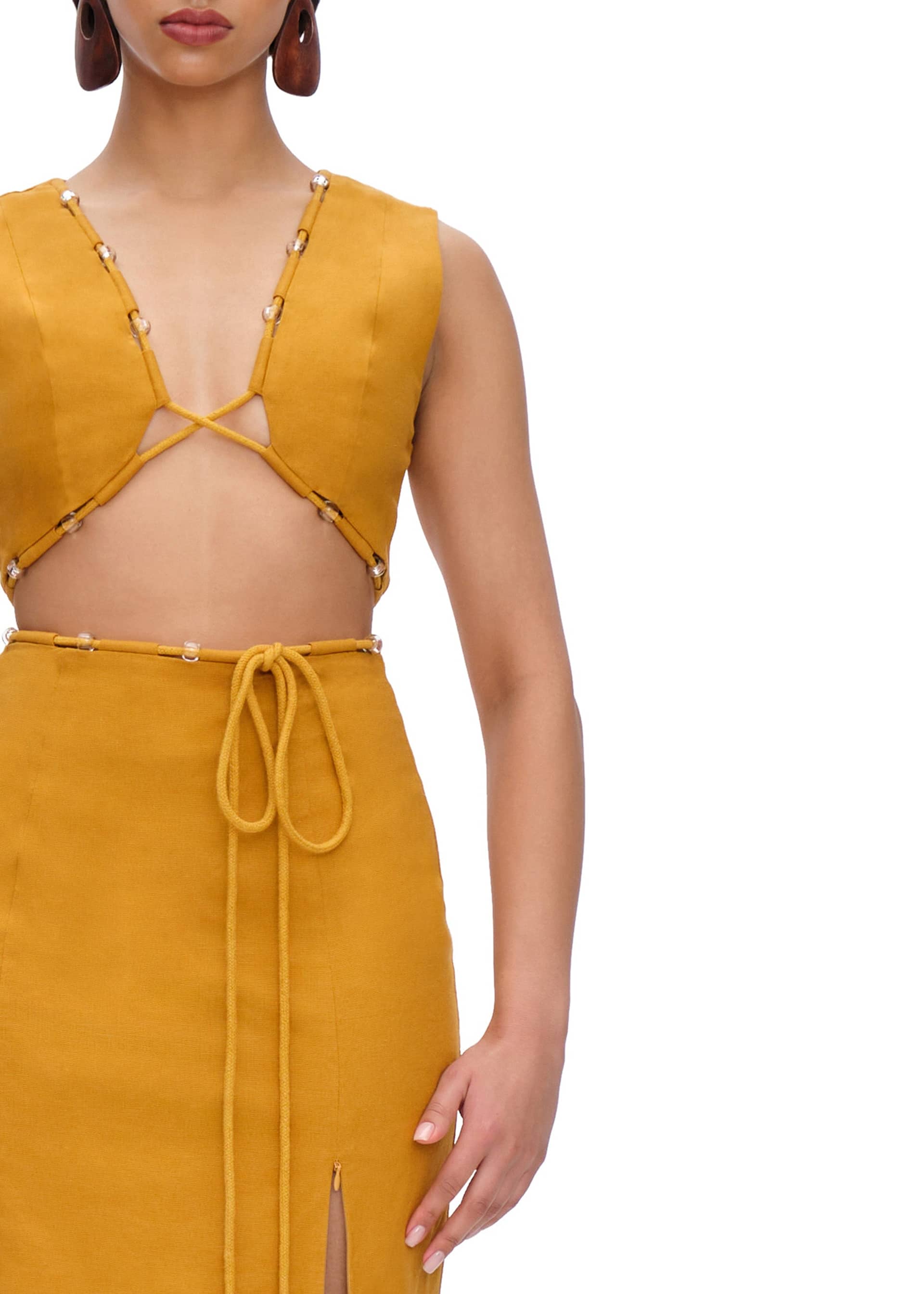 VELA MIDI DRESS - MUSTARD made by Andrea Iyamah