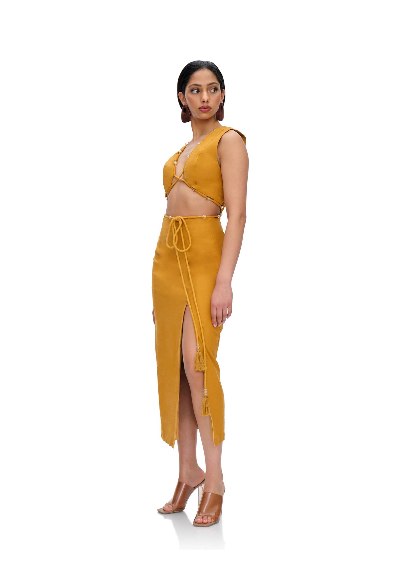 VELA MIDI DRESS - MUSTARD made by Andrea Iyamah