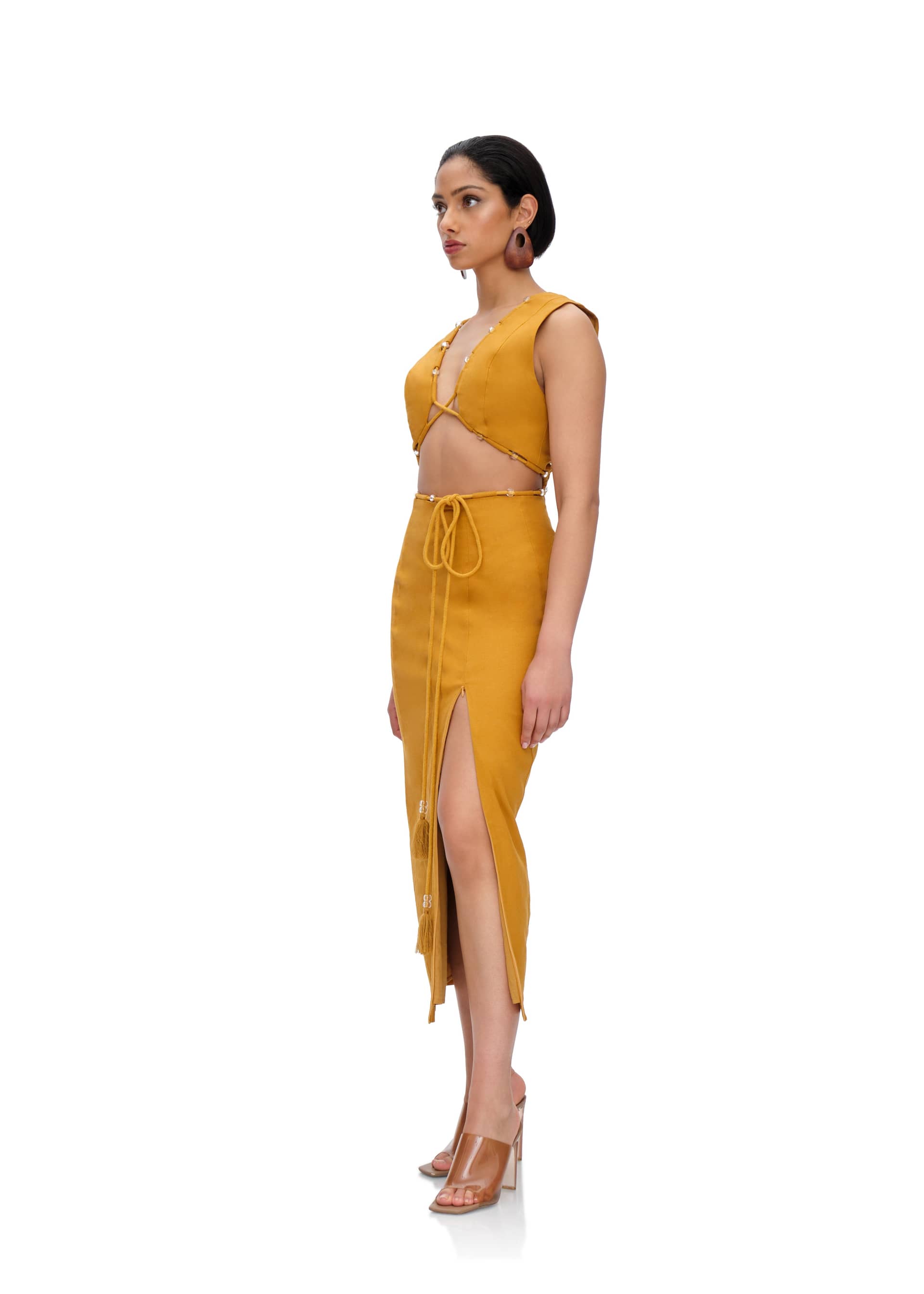 VELA MIDI DRESS - MUSTARD made by Andrea Iyamah