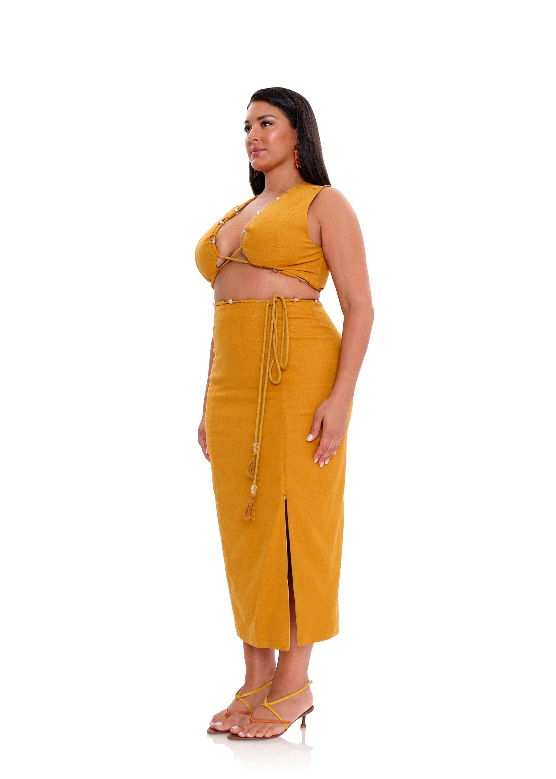 VELA MIDI DRESS - MUSTARD made by Andrea Iyamah