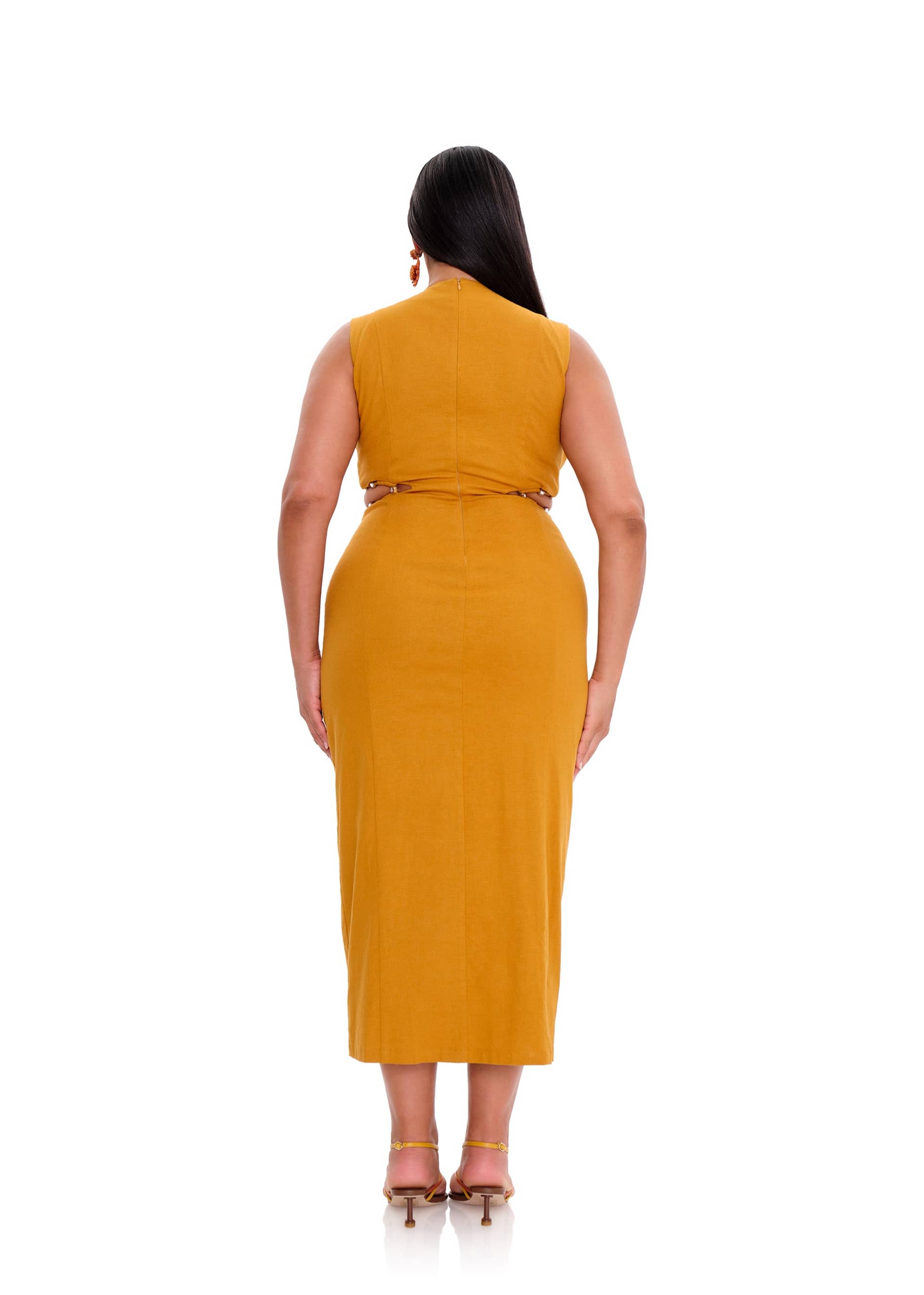 VELA MIDI DRESS - MUSTARD made by Andrea Iyamah