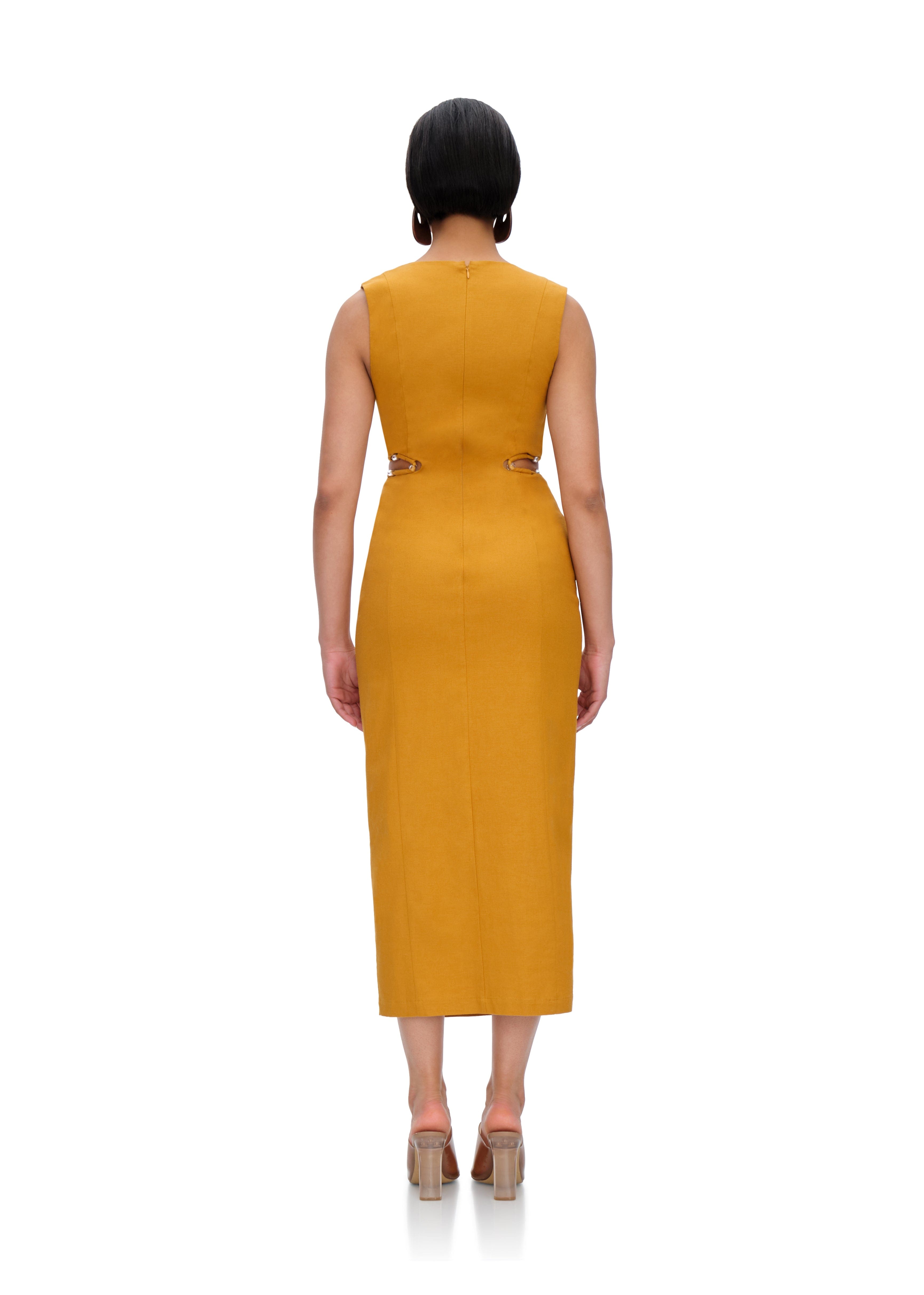 VELA MIDI DRESS - MUSTARD made by Andrea Iyamah