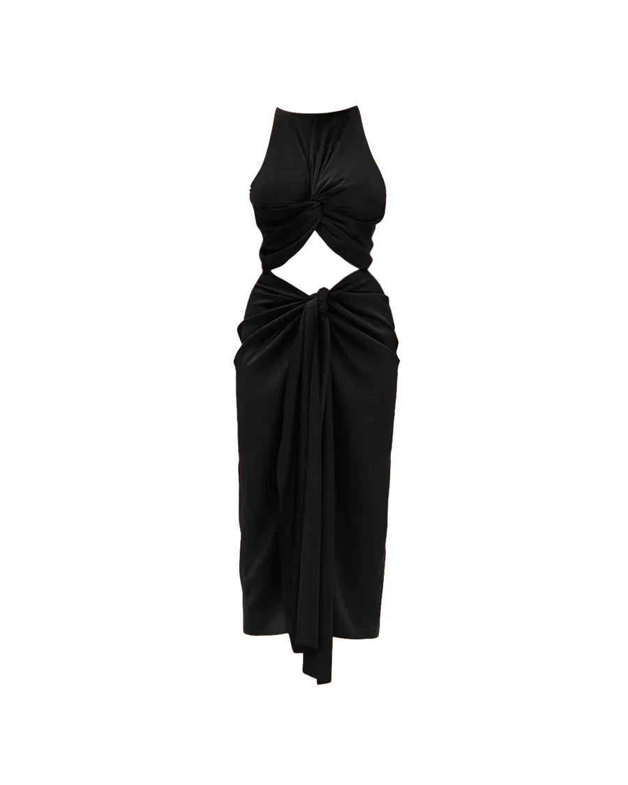 RENI BLACK MIDI DRESS made by Andrea Iyamah