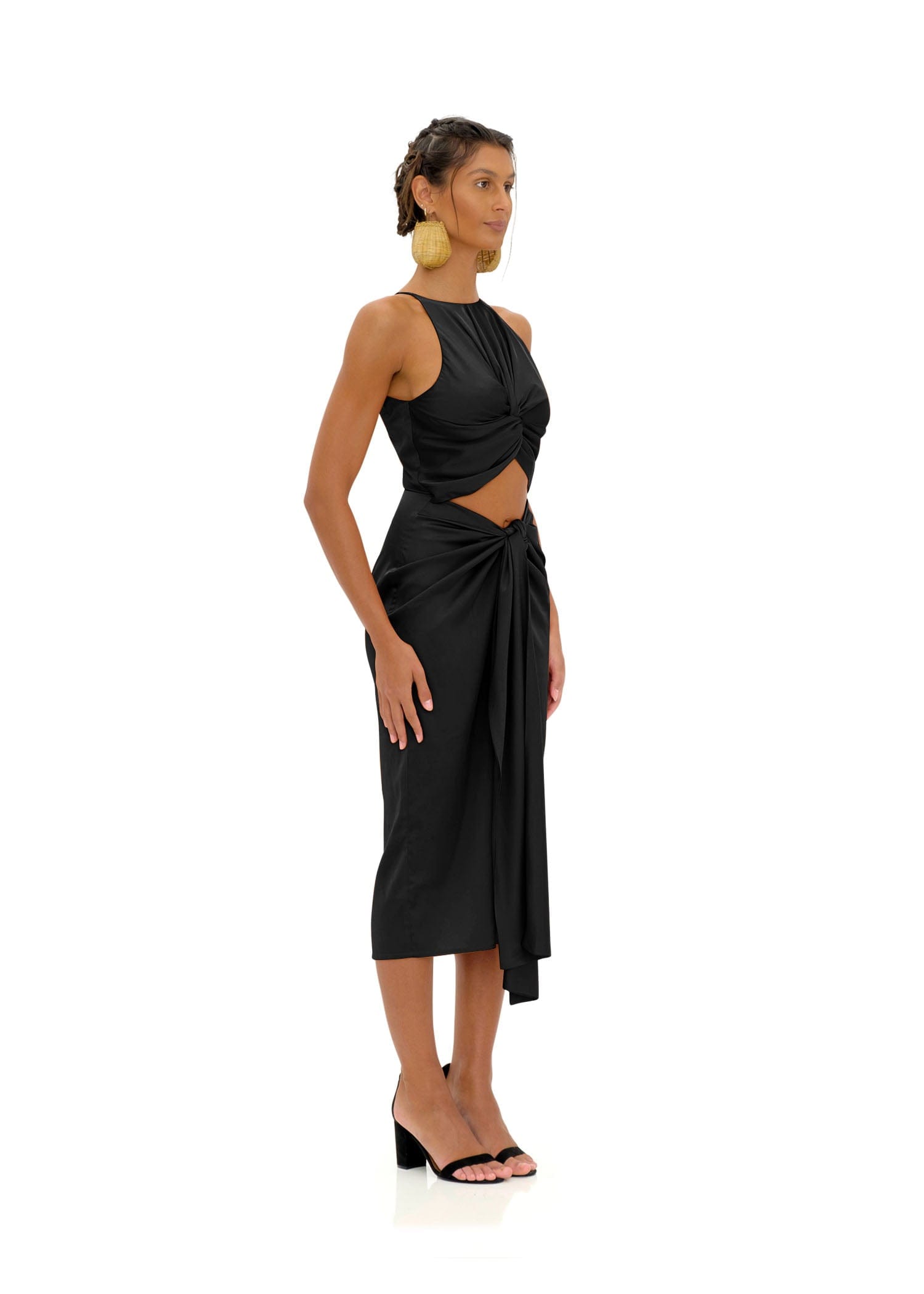 RENI BLACK MIDI DRESS made by Andrea Iyamah