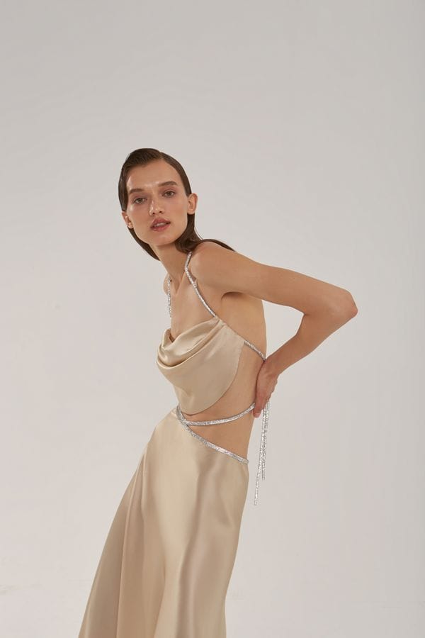 Silk top with crystal cord made by NUÉ