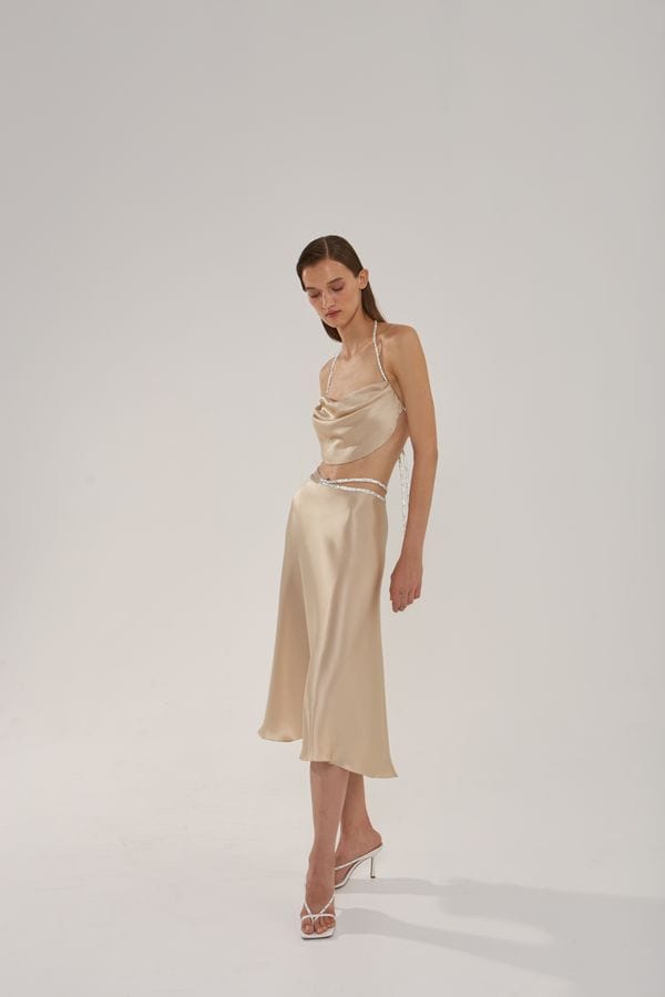 Silk top with crystal cord made by NUÉ